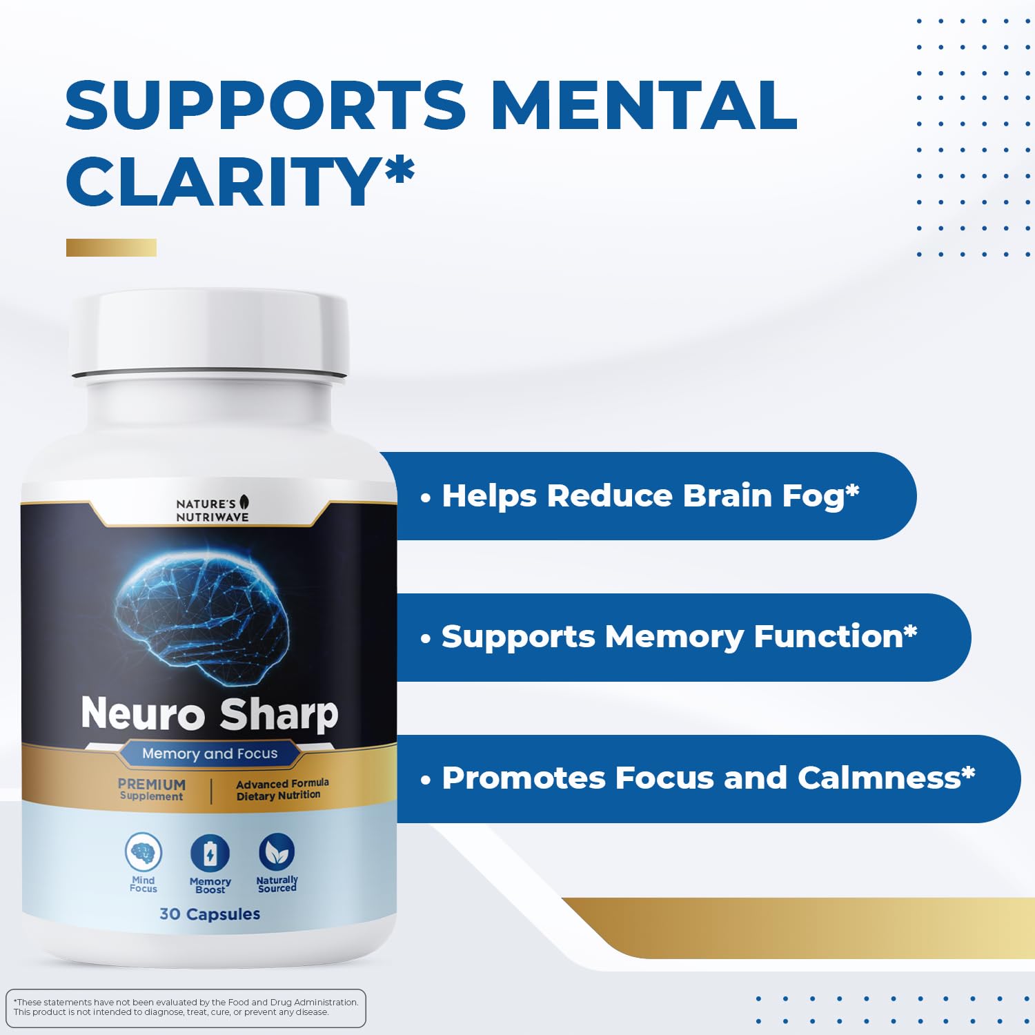 Neuro Sharp – Natural Formula with Bacopa Monnieri, Ginkgo Biloba & Huperzine-A – Made in the USA, Non-GMO, 30 Capsules, 3 Month Supply Nature’s NutriWave uk supplements