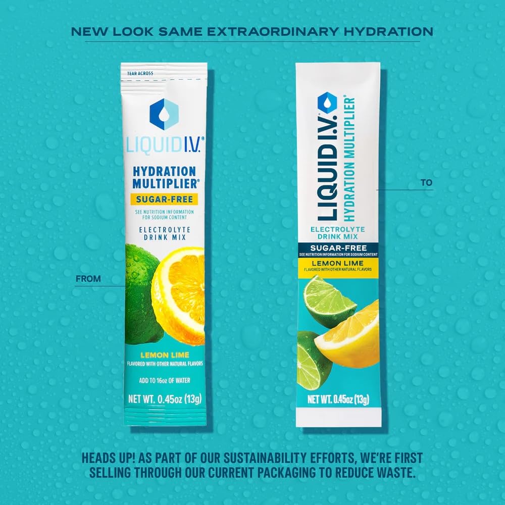 Liquid I.V.® Hydration Multiplier Sugar-Free - Lemon Lime | Electrolyte Powder Drink Mix | 1 Pack(14 Servings) Liquid I.V. uk supplements