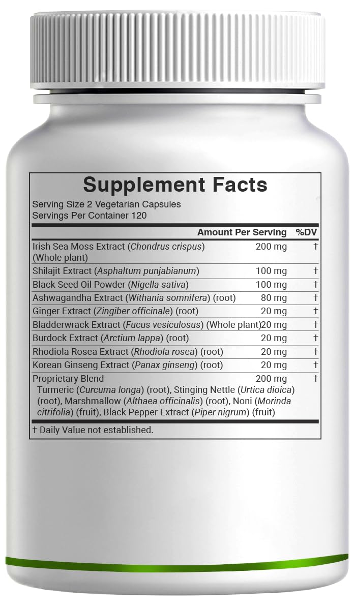 DEAL SUPPLEMENT Irish Sea Moss 240 Veggie Capsules – 14 Superfood Complex with Black Seed Oil, Ashwagandha, & Ginger DEAL SUPPLEMENT uk supplements