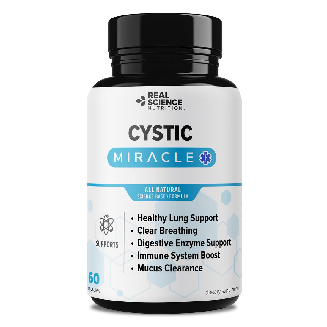 Real Science Cystic Miracle - Lung Support Supplement for Breathing Support and Mucus Clearance – with Vinitrox & GABA to Help Clear Lungs and Aid Respiratory Health, Made in USA, 60 Caps Real Science Nutrition uk supplements