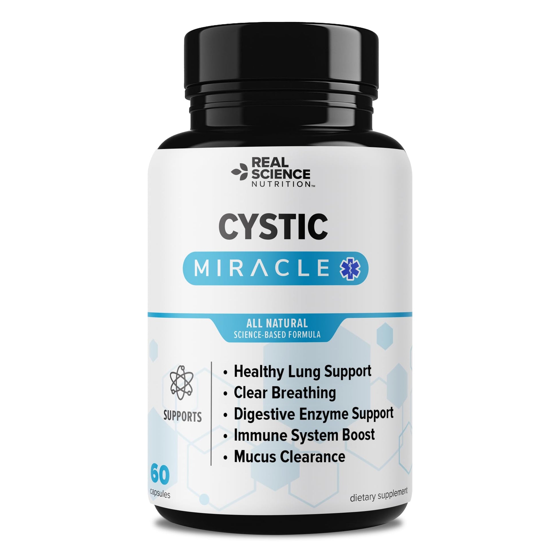 Real Science Cystic Miracle - Lung Support Supplement for Breathing Support and Mucus Clearance – with Vinitrox & GABA to Help Clear Lungs and Aid Respiratory Health, Made in USA, 60 Caps Real Science Nutrition uk supplements