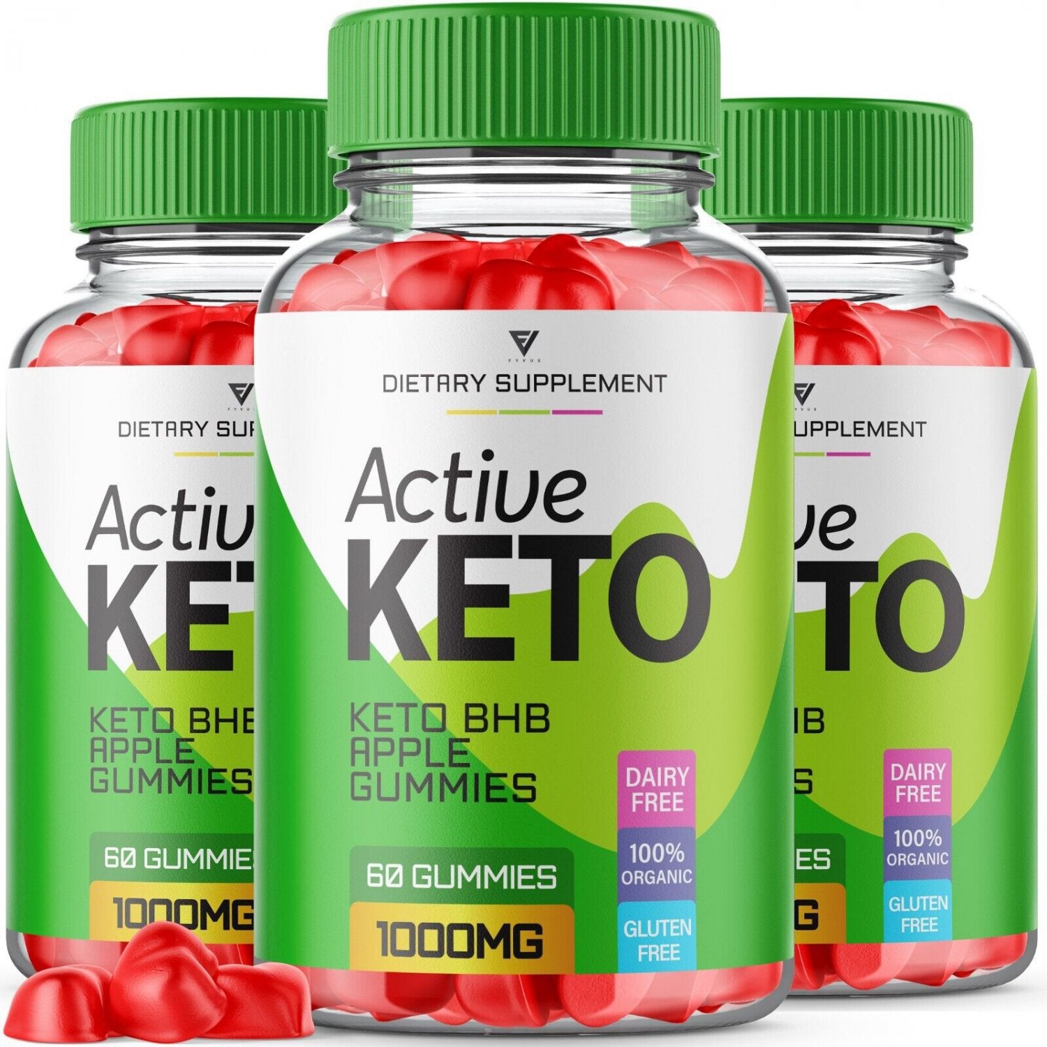 3x Active Keto BHB ACV Gummies 1000MG Apple Cider Vinegar (180 Gummies) Purvia uk supplements