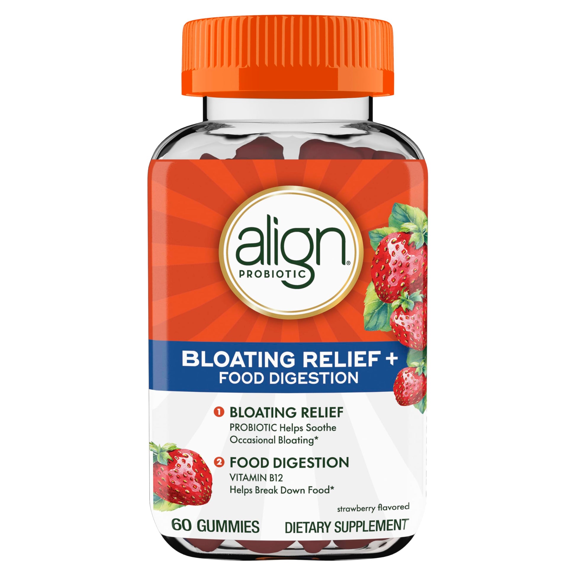 Align Probiotic, Bloating Relief + Food Digestion, Probiotics for Women and Men, Probiotic Helps Soothe Occasional Bloating*, With Vitamin B12 to Help Break Down Food into Cellular Energy*,60 Gummies Align uk supplements