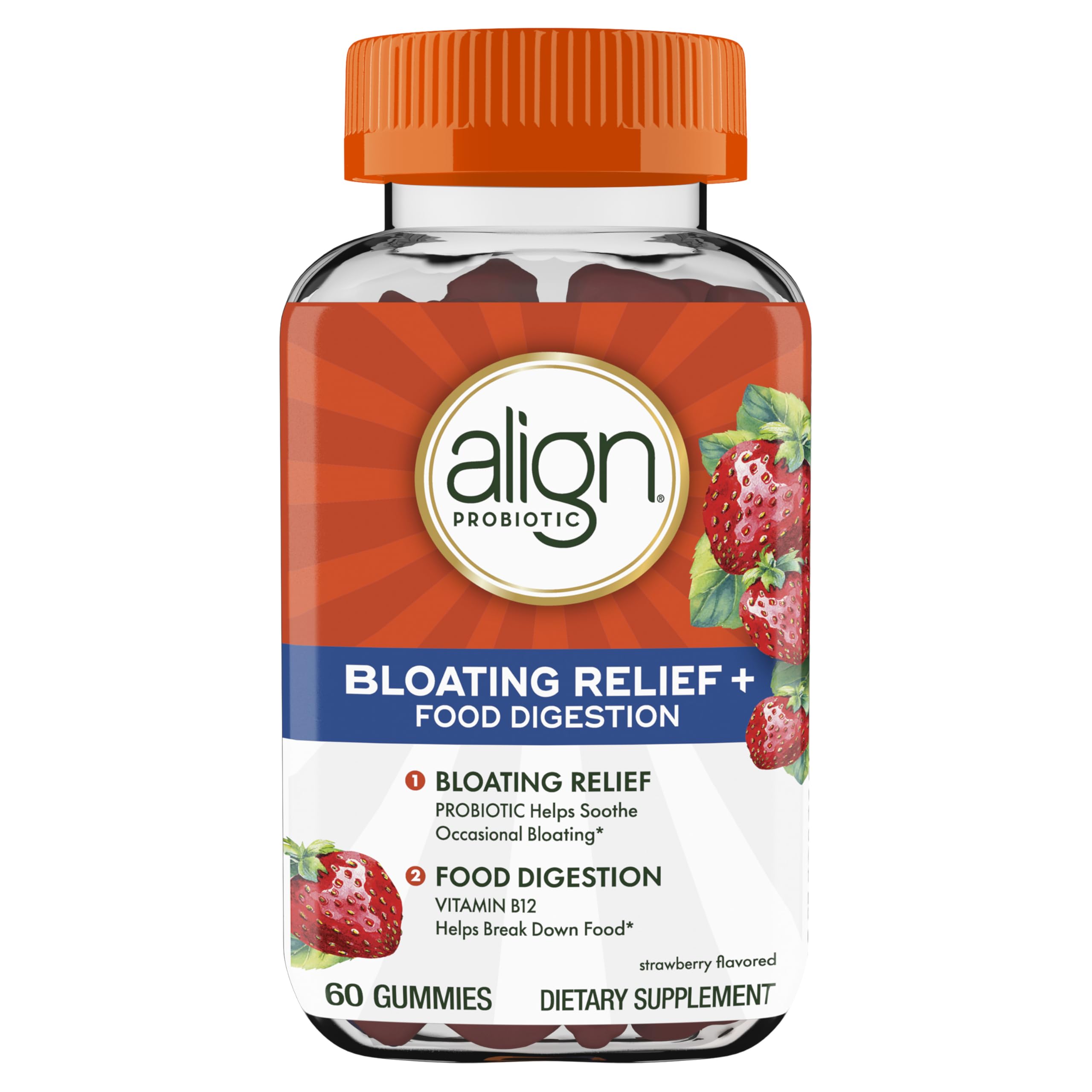 Align Probiotic, Bloating Relief + Food Digestion, Probiotics for Women and Men, Probiotic Helps Soothe Occasional Bloating*, With Vitamin B12 to Help Break Down Food into Cellular Energy*,60 Gummies Align uk supplements