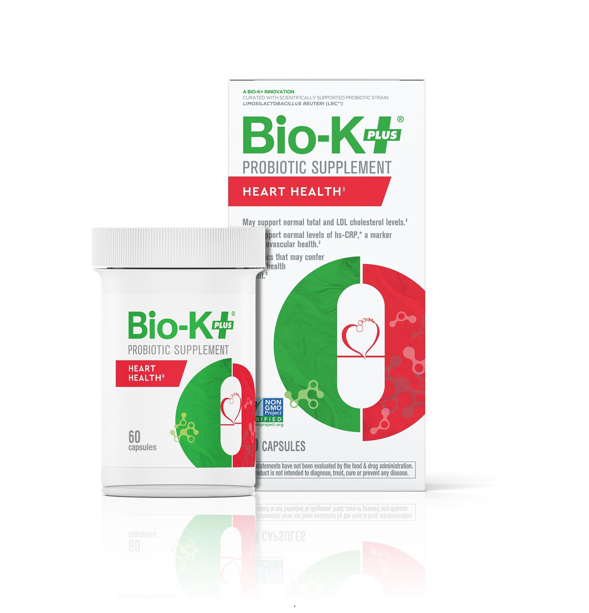 Bio-K+ Probiotics for Heart Health with Limosilactobacillus reuteri LRC – Heart Health Probiotic for Cholesterol & Cardiovascular Support, 5 Billion CFU, Vegan, Shelf-Stable – 60 Capsules Bio-K Plus uk supplements