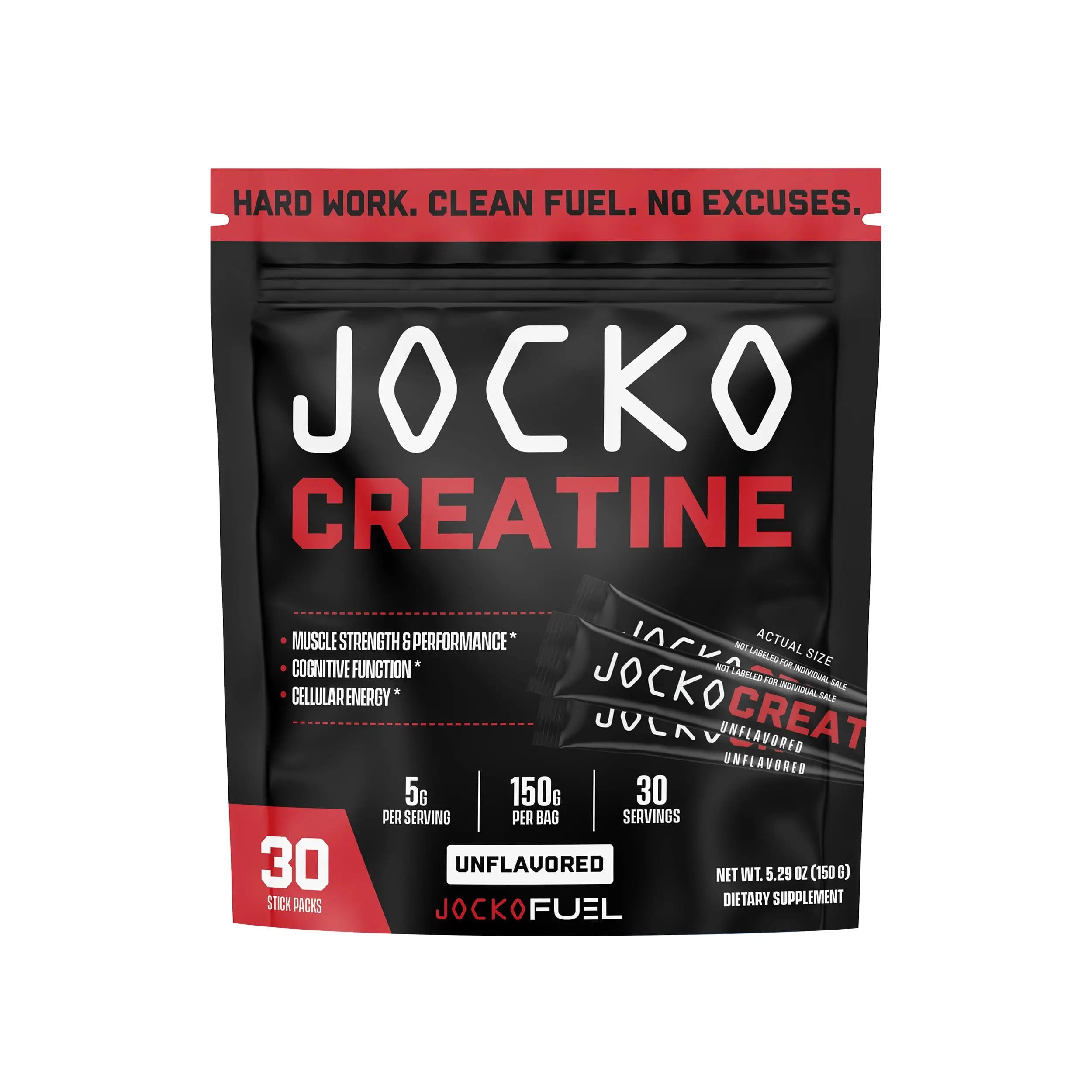 Jocko Fuel Creatine Monohydrate Stick Packs - Pure Micronized Travel Size Powders for Men & Women, Supports Muscle Growth, Strength, Recovery & Cognition, Jocko Fuel uk supplements