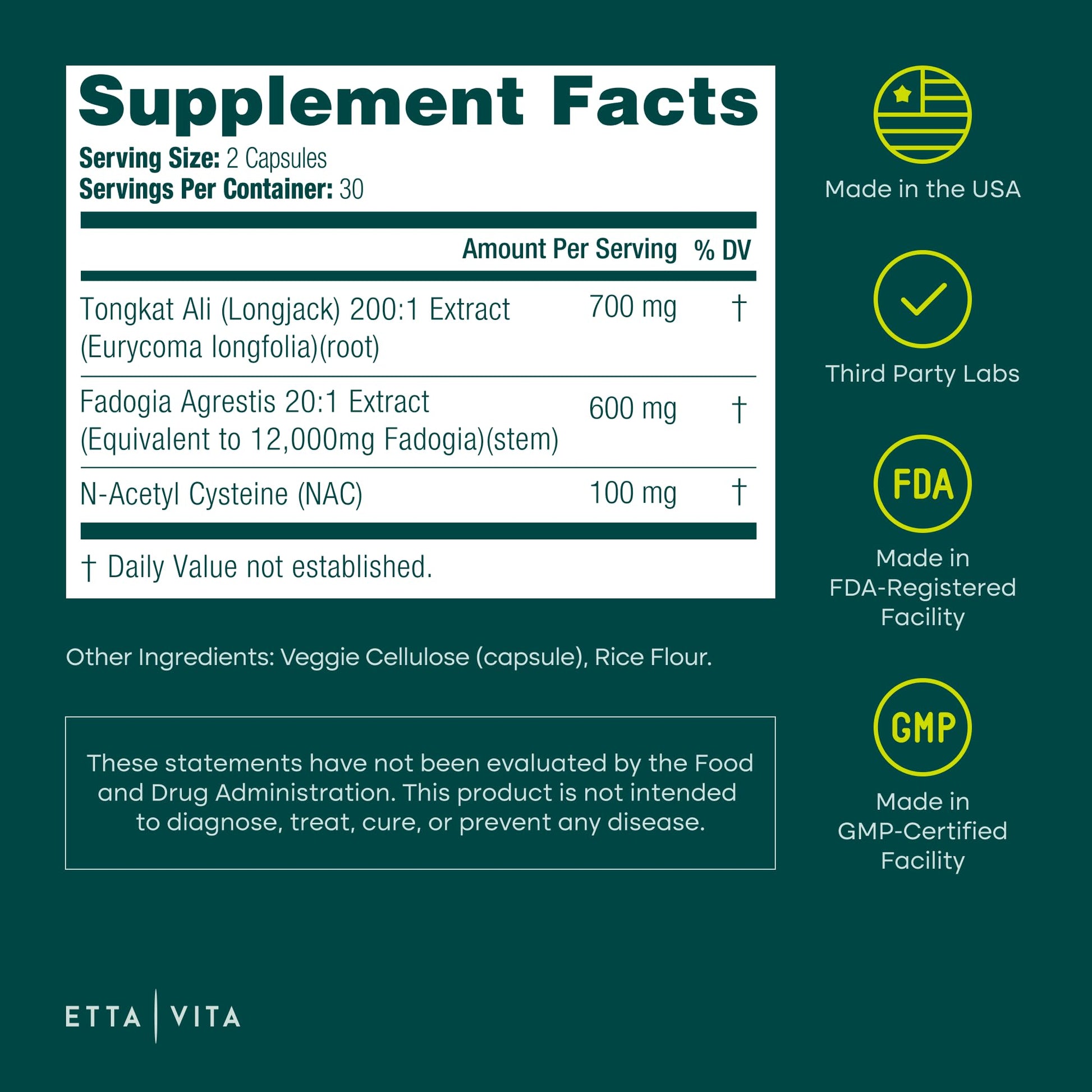 Potent Longjack - Tongkat Ali & Fadogia Agrestis Supplement for Men & Womens Energy, T Support, Lean Muscle Growth & Recovery, Hormonal Balance, Pre-Workout with Vegan NAC Liver Detox & Cleanse Etta Vita uk supplements