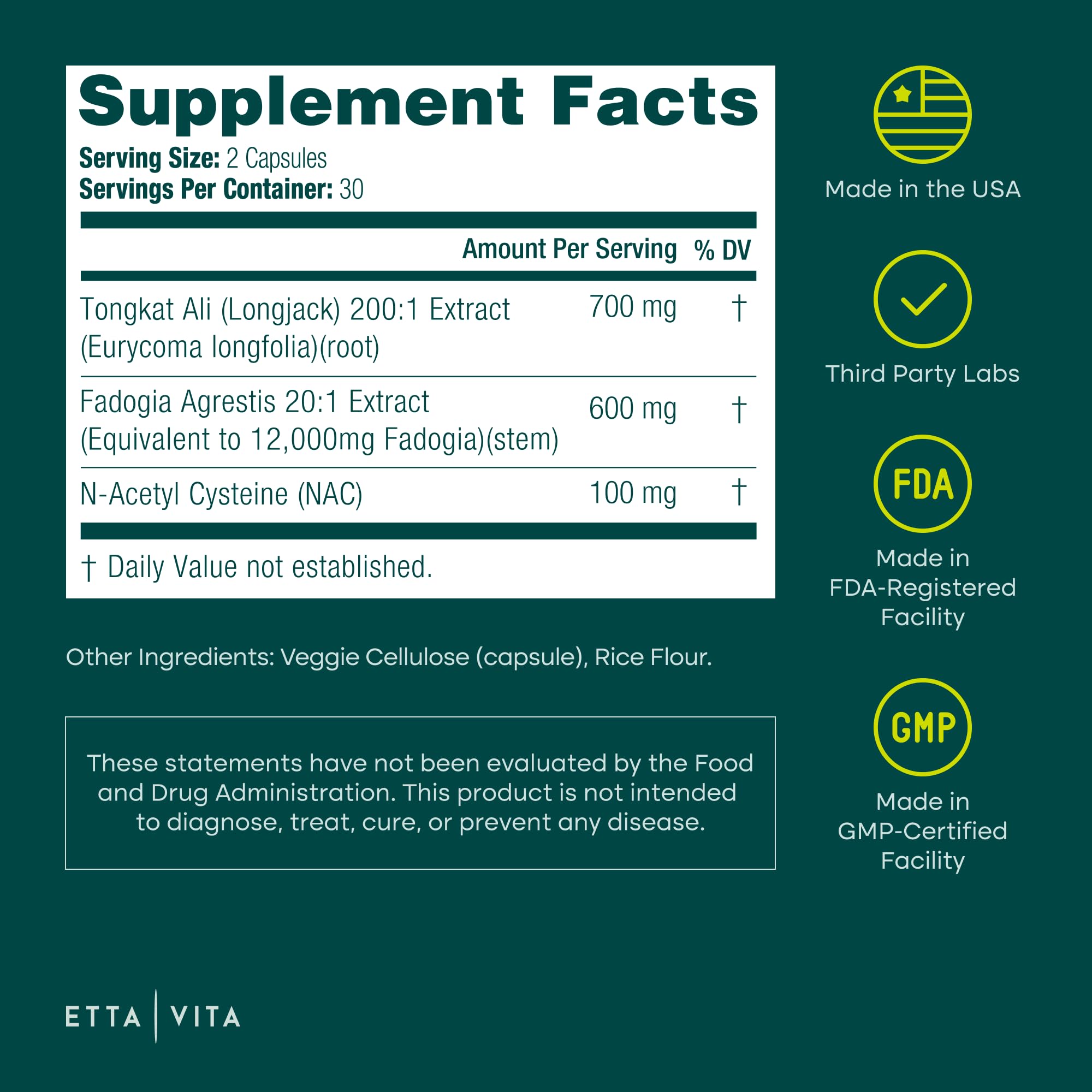 Potent Longjack - Tongkat Ali & Fadogia Agrestis Supplement for Men & Womens Energy, T Support, Lean Muscle Growth & Recovery, Hormonal Balance, Pre-Workout with Vegan NAC Liver Detox & Cleanse Etta Vita uk supplements