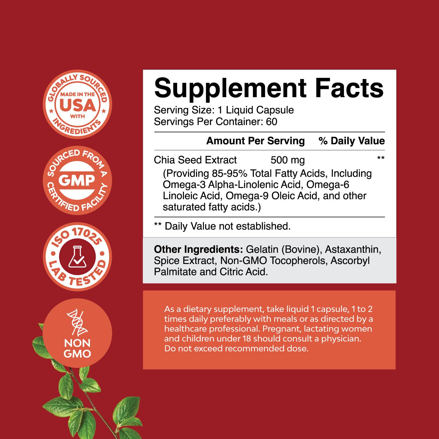Chia Seed Oil Supplement for Weight Loss and Energy Natural Superfood Protein Metabolis Natures Craft uk supplements