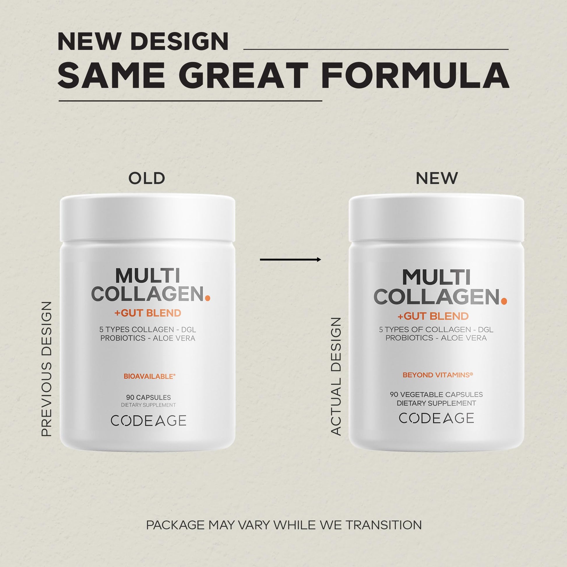 Codeage Multi Collagen + Gut Blend Supplement - Digestive Probiotics, DGL Licorice, Aloe Vera, Organic Peppermint Leaf, Slippery Elm - Hydrolyzed Bovine Collagen Pills - Non-GMO - 90 Capsules Codeage uk supplements