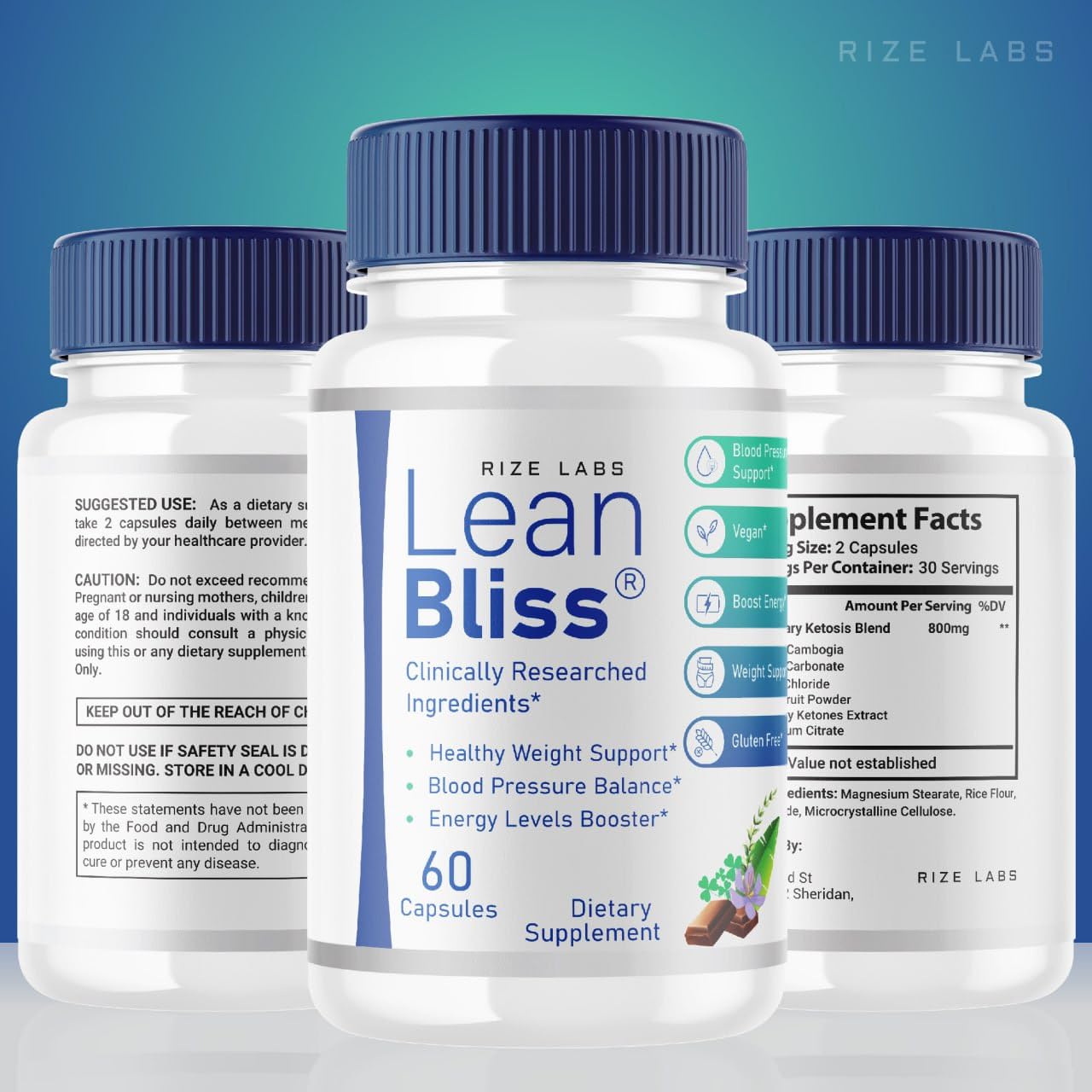 (3 Pack) Lean Bliss Weight Loss Pills, Lean Bliss Fat Burning Formula, LeanBliss Advanced rize labs uk supplements