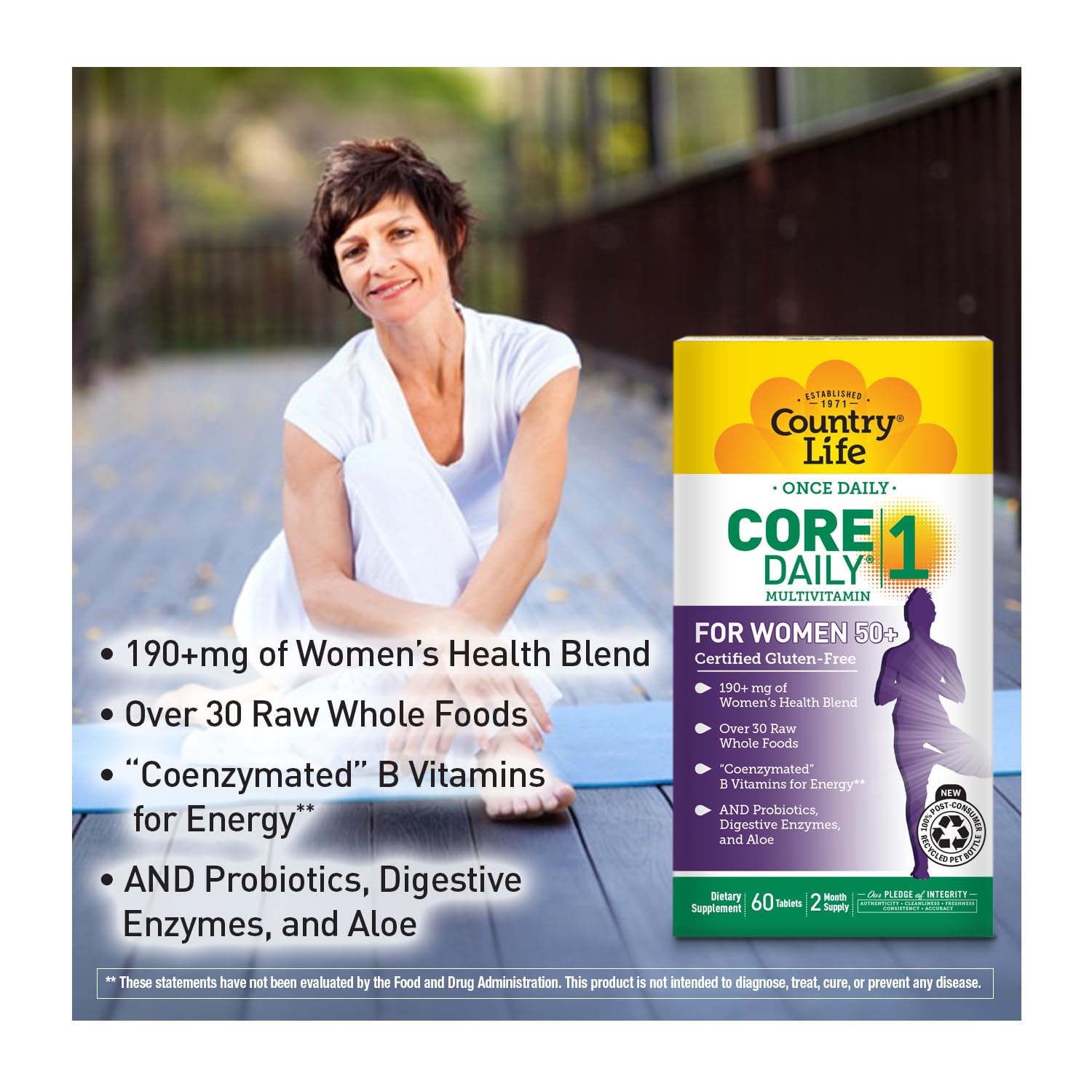 Country Life CORE Daily-1 for Women 50+ Multivitamin - Formulated for Women Over 50, Complete Daily Nutrition with Women's Health Blend, Coenzymated B Vitamins, Probiotics, and Digestive Enzymes Country Life uk supplements