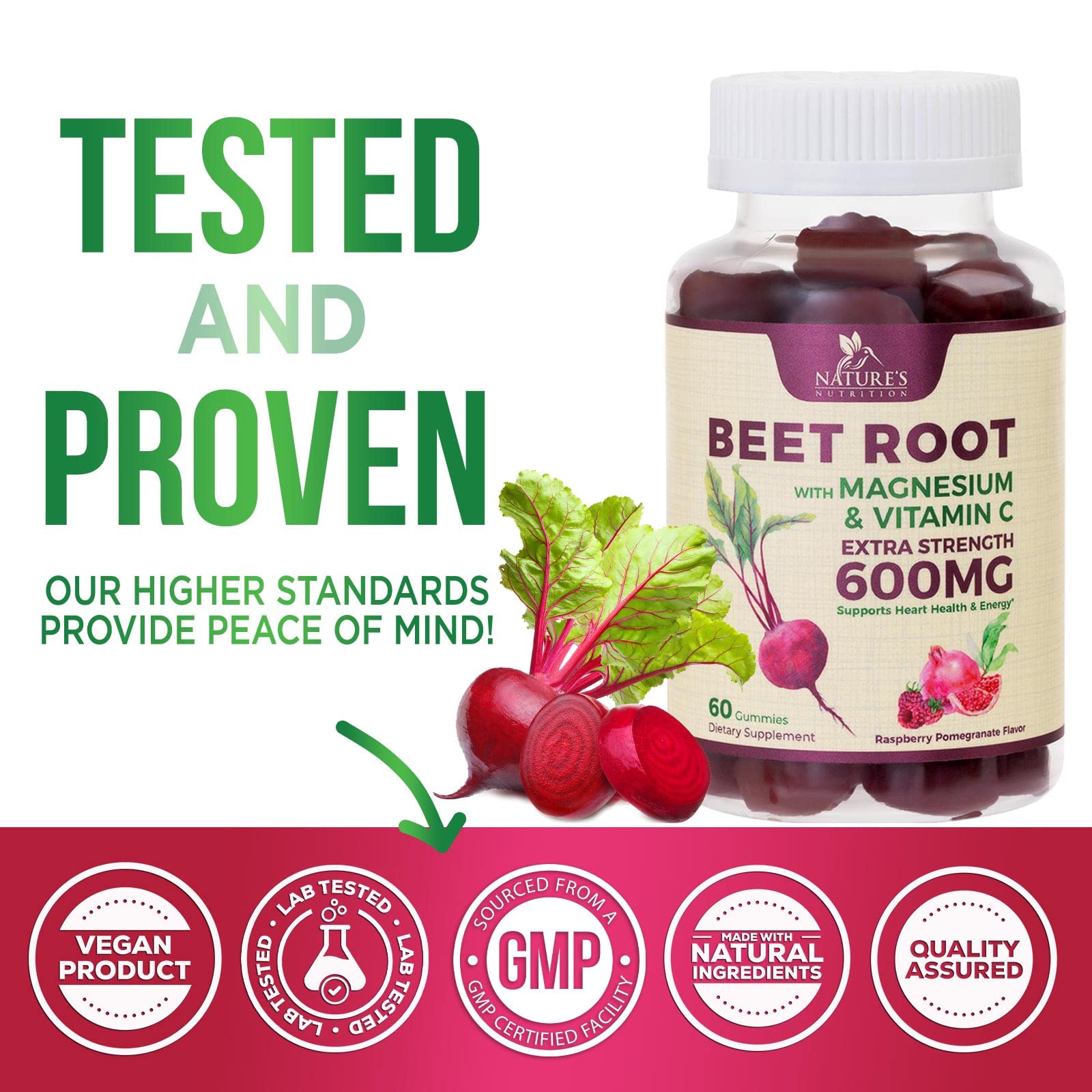 Nature's Nutrition Beet Gummies with Beetroot - Energy & Heart Health Support Nature's Nutrition uk supplements