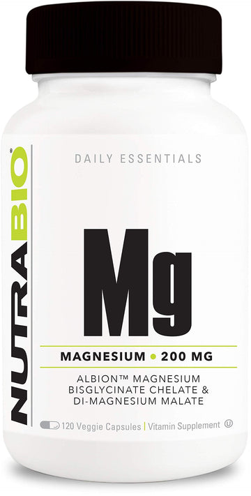 NutraBio Magnesium Supplement, Magnesium Glycinate for Sleep, Biglycinate, D-Magnesium Malate, Muscle & Nerve Support, for Men and Women, 120 Vegetable Capsules NutraBio uk supplements