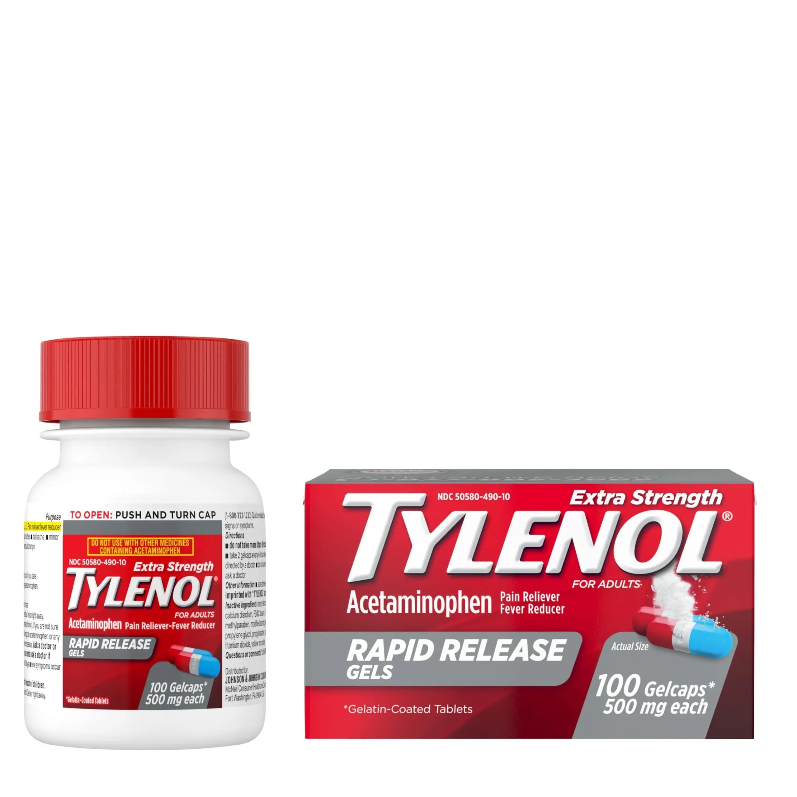Tylenol Extra Strength Acetaminophen Rapid Release Gels, Fast, Strong Pain Relief, Fever Reducer, 500 mg Gelcaps with Laser‑Drilled Holes for Fast Release, OTC Medicine, 100 Count Tylenol uk supplements
