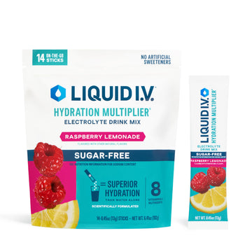 Liquid I.V.® Hydration Multiplier Sugar-Free - Raspberry Lemonade | Electrolyte Powder Drink Mix | 1 Pack (14 Servings) Liquid I.V. uk supplements