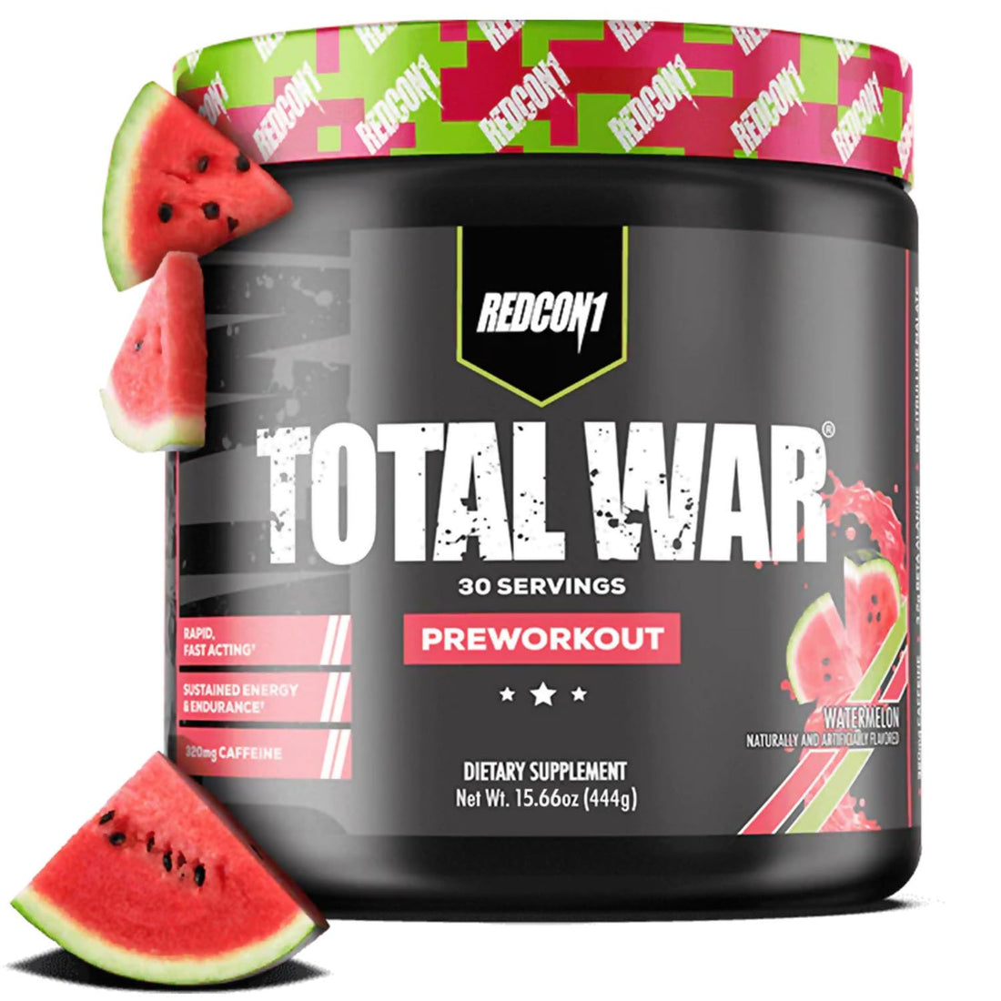 REDCON1 Total War Pre Workout, Watermelon - L Citrulline, Malic Acid, Green Tea Leaf Extract for Pump Boosting Pre Workout for Women & Men - 3.2g Beta Alanine REDCON1 uk supplements