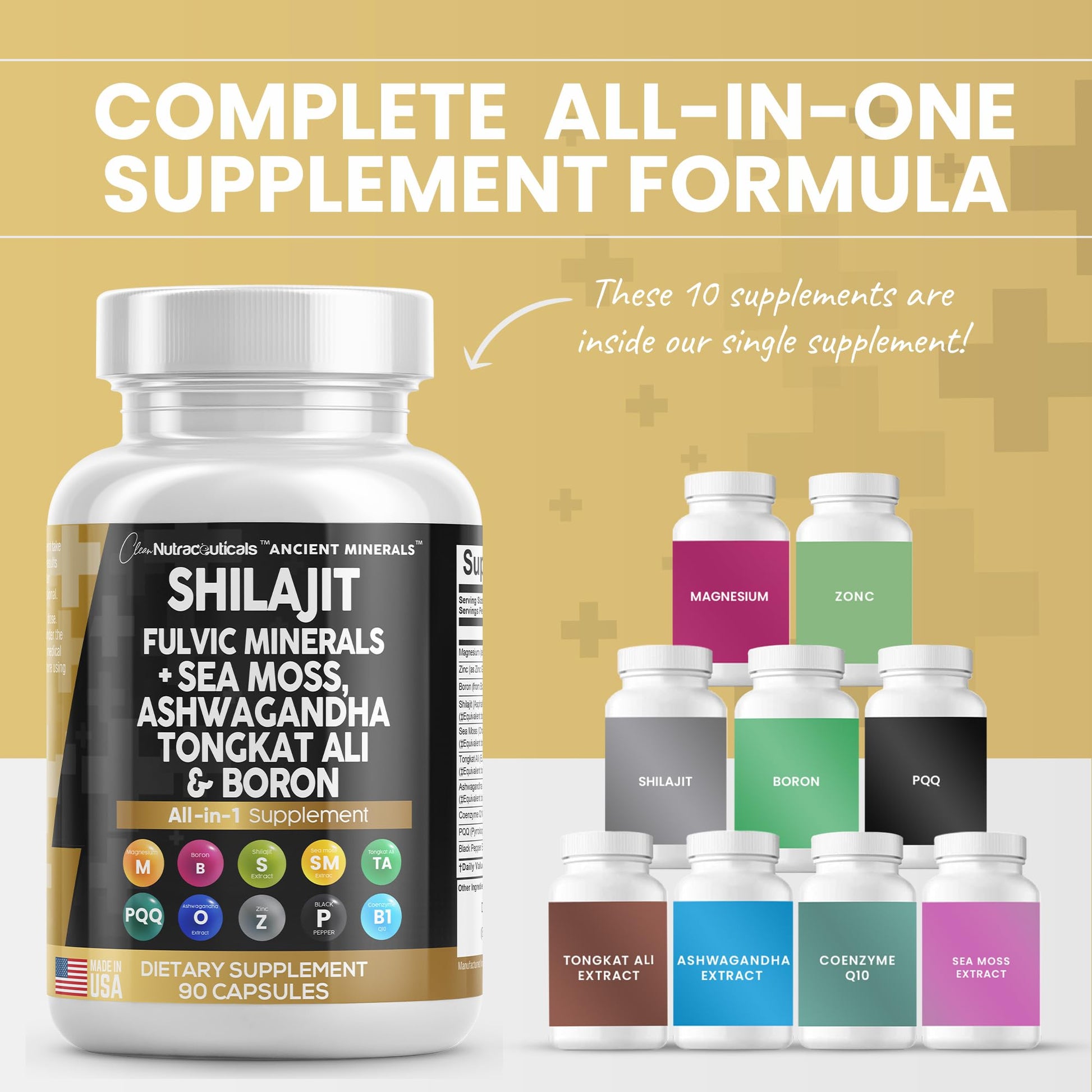 Pure Shilajit Supplement 10,000mg Himalayan w Sea Moss 6000mg Clean Nutraceuticals uk supplements
