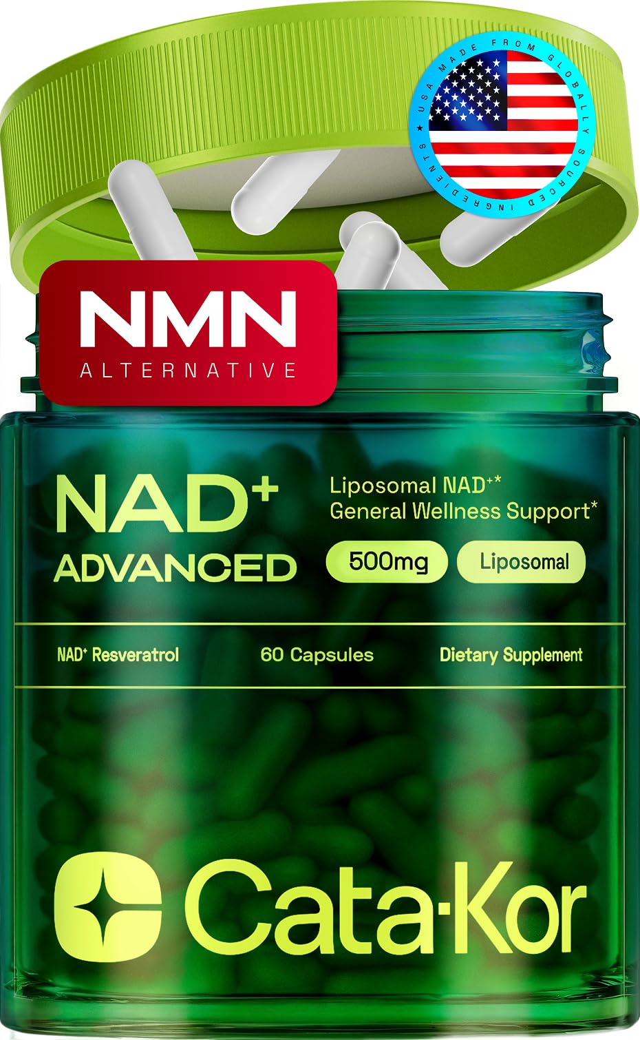 Cata-Kor Liposomal NAD Supplement with Resveratrol – NMN Supplement Alternative – Third-Party Tested – 30-Day Supply – Advanced NAD+ Resveratrol Cata-Kor uk supplements