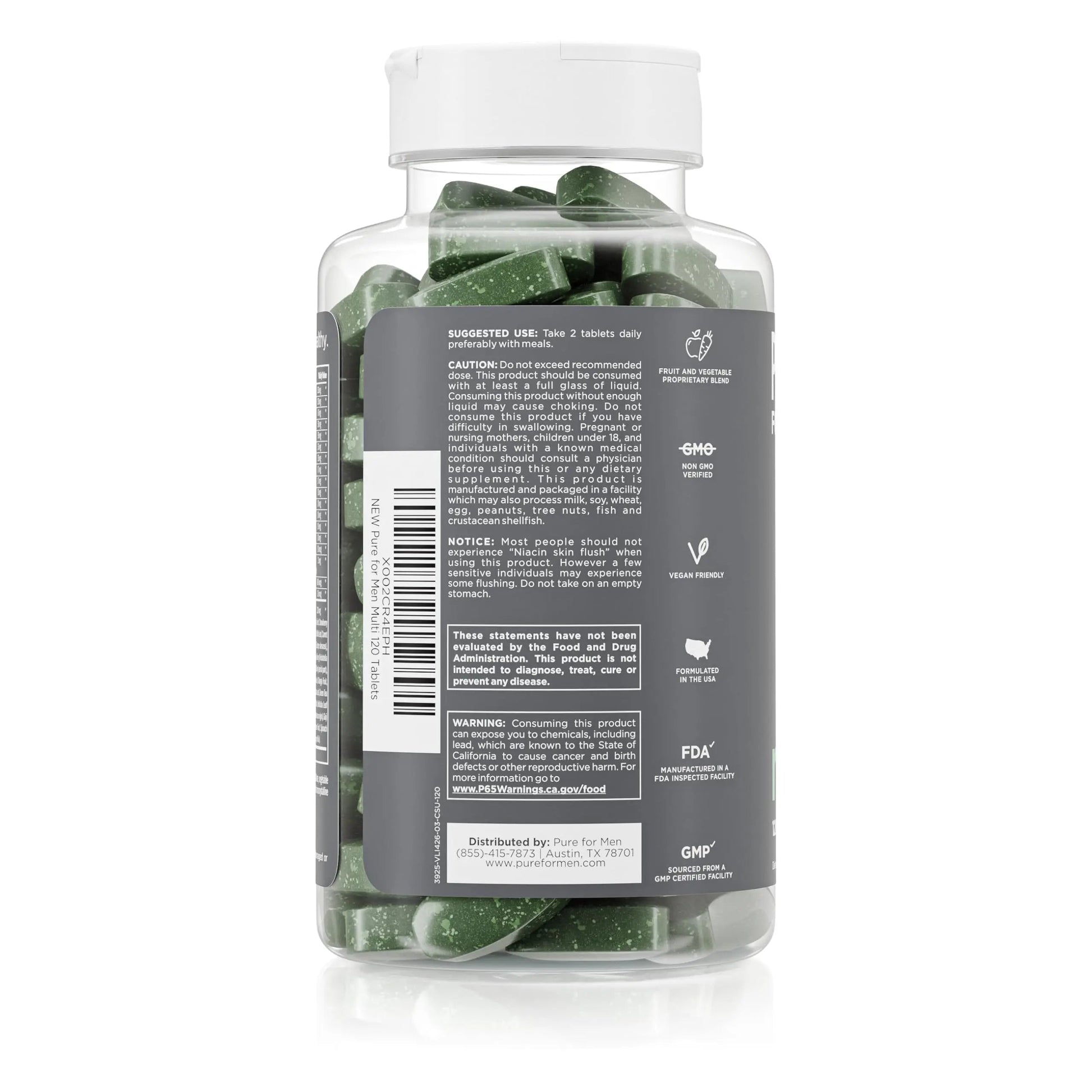 Pure for Men Multivitamin Supplement | Energy, Mood Support, Strong Bones, Antioxidants, Minerals | Vitamins A, B, C, D, Magnesium, Calcium | Pure for Men uk supplements