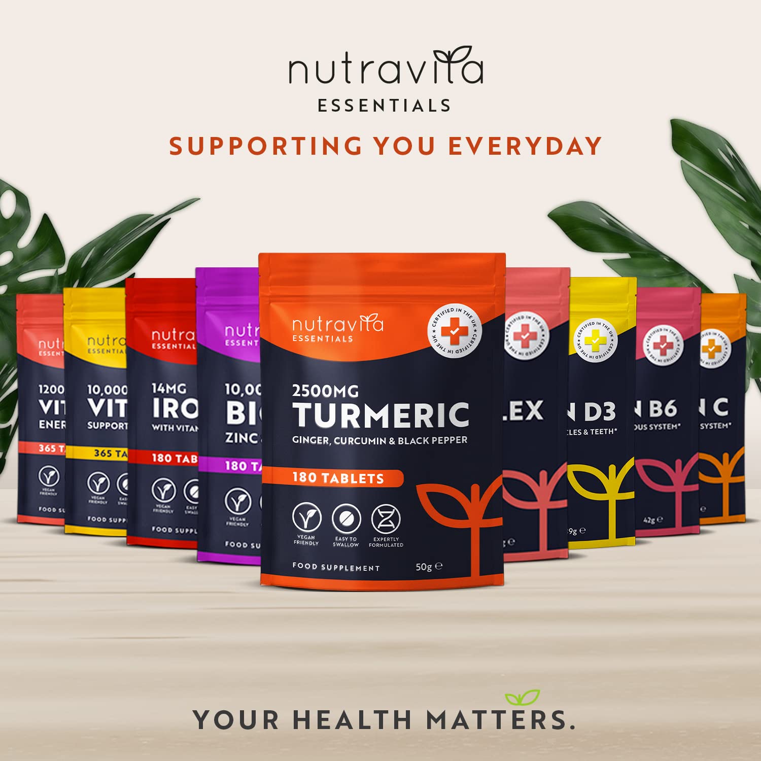 Nutravita Turmeric Tablets 2500mg with Black Pepper & Ginger - 180 High Strength Tumeric Nutravita uk supplements
