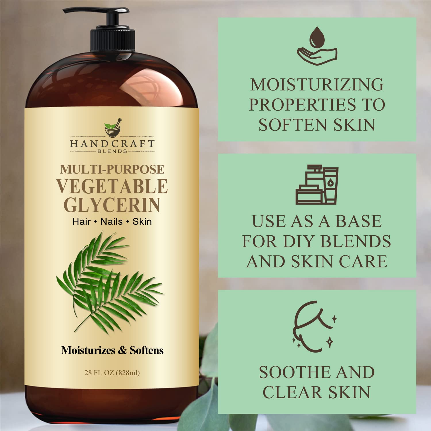 Handcraft Blends Vegetable Glycerin for Skin and Hair 28 oz - Pure Vegetable Glycerin Liquid Handcraft Blends uk supplements
