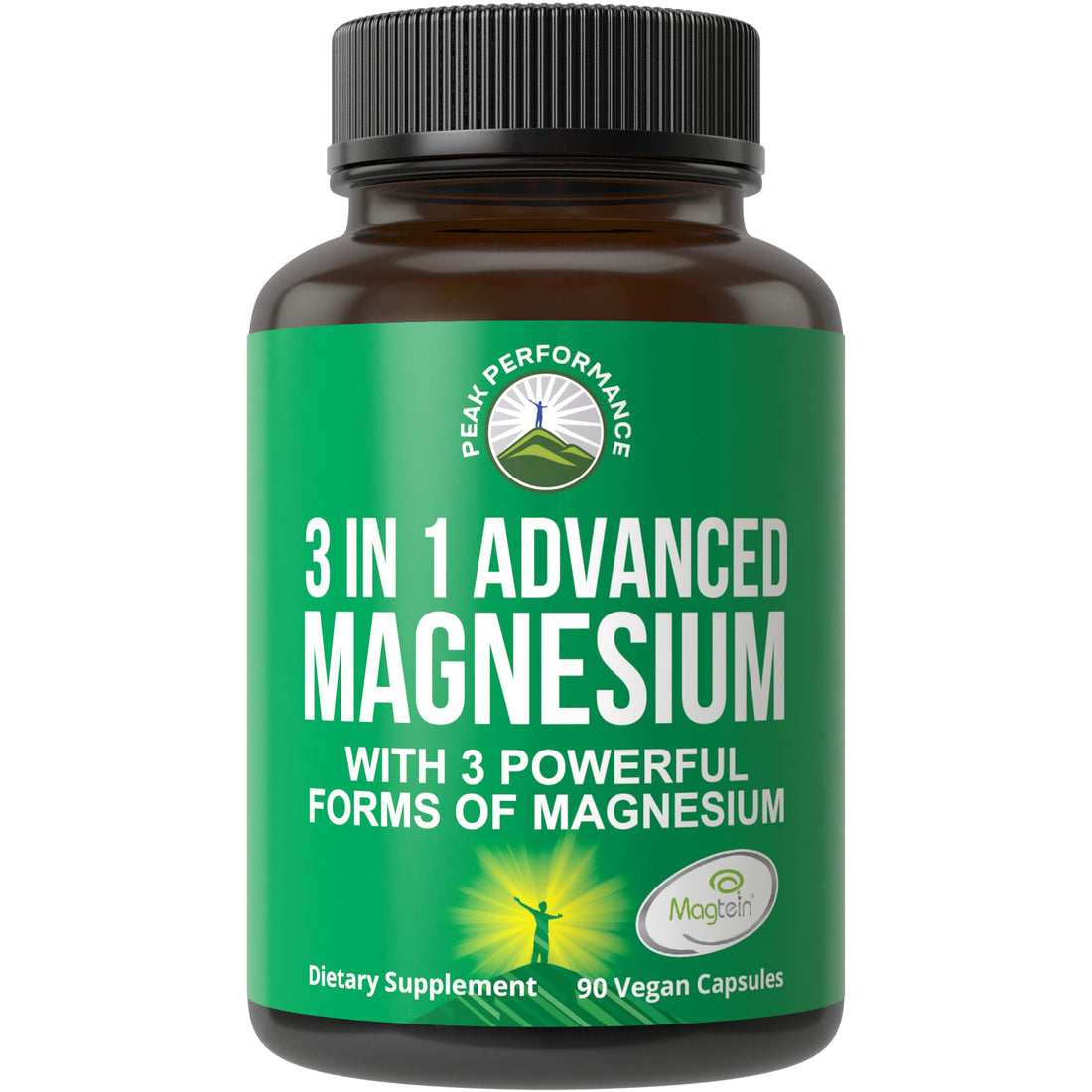 3 in 1 Advanced Magtein Magnesium Complex Capsules with Clinically Tested Magnesium L-Threonate, Glycinate & Taurinate. High Absorption & Bioavailability. Support Brain, Focus & Memory. 90 Vegan Pills Peak Performance uk supplements
