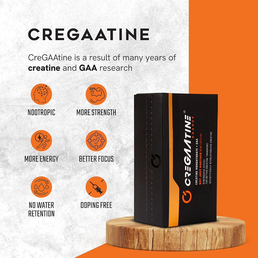 CreGAAtine Micronized Creatine Monohydrate + GAA | Increase Strength, No Water Retention | Boosts Memory & Focus | Single-Serve Packets | 60 Sachets, 30 Servings | (Sachets, Orange) CreGAAtine uk supplements