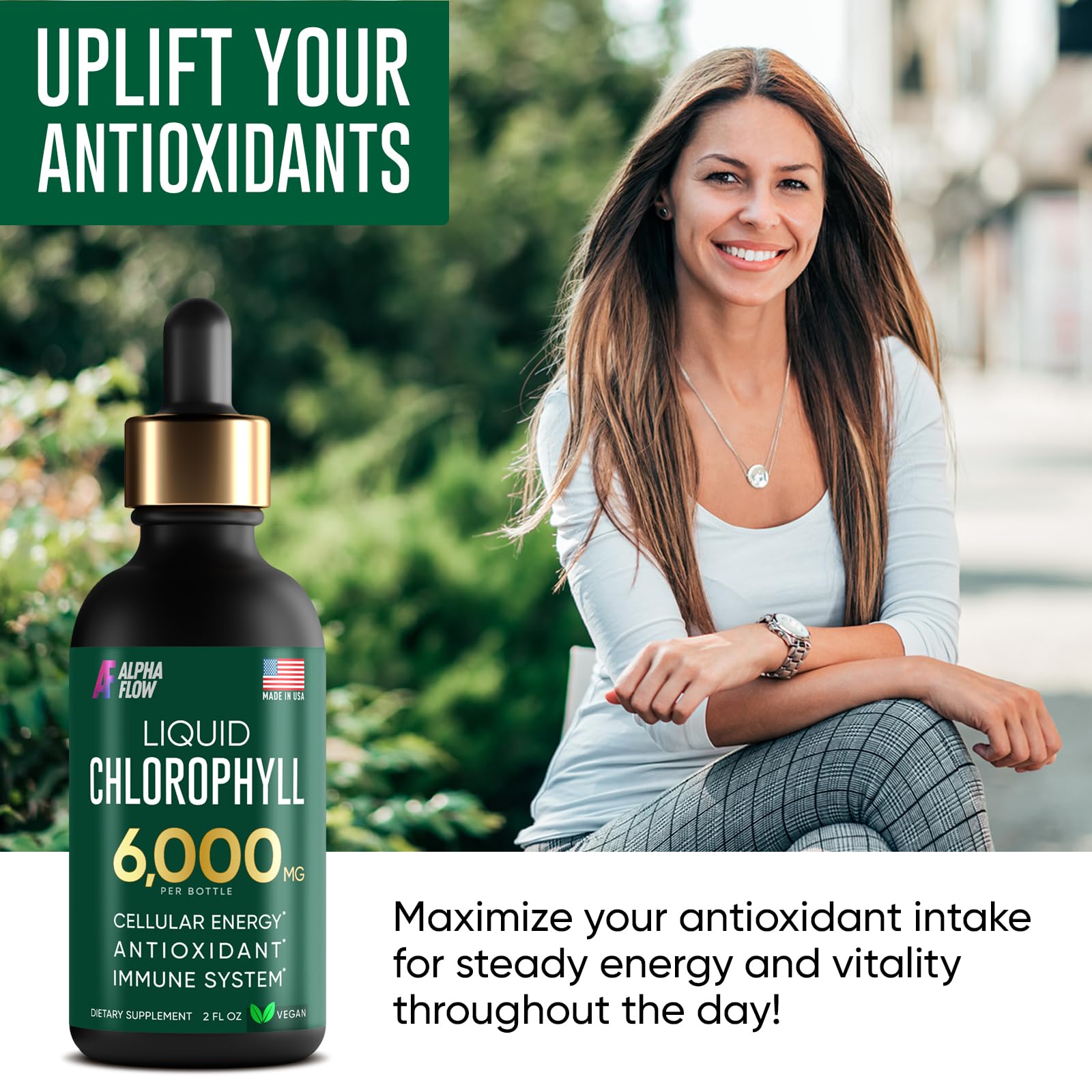 Chlorophyll Liquid Drops 6000 mg - Premium Liquid Chlorophyll Supplement - All-in-One Alpha Flow uk supplements
