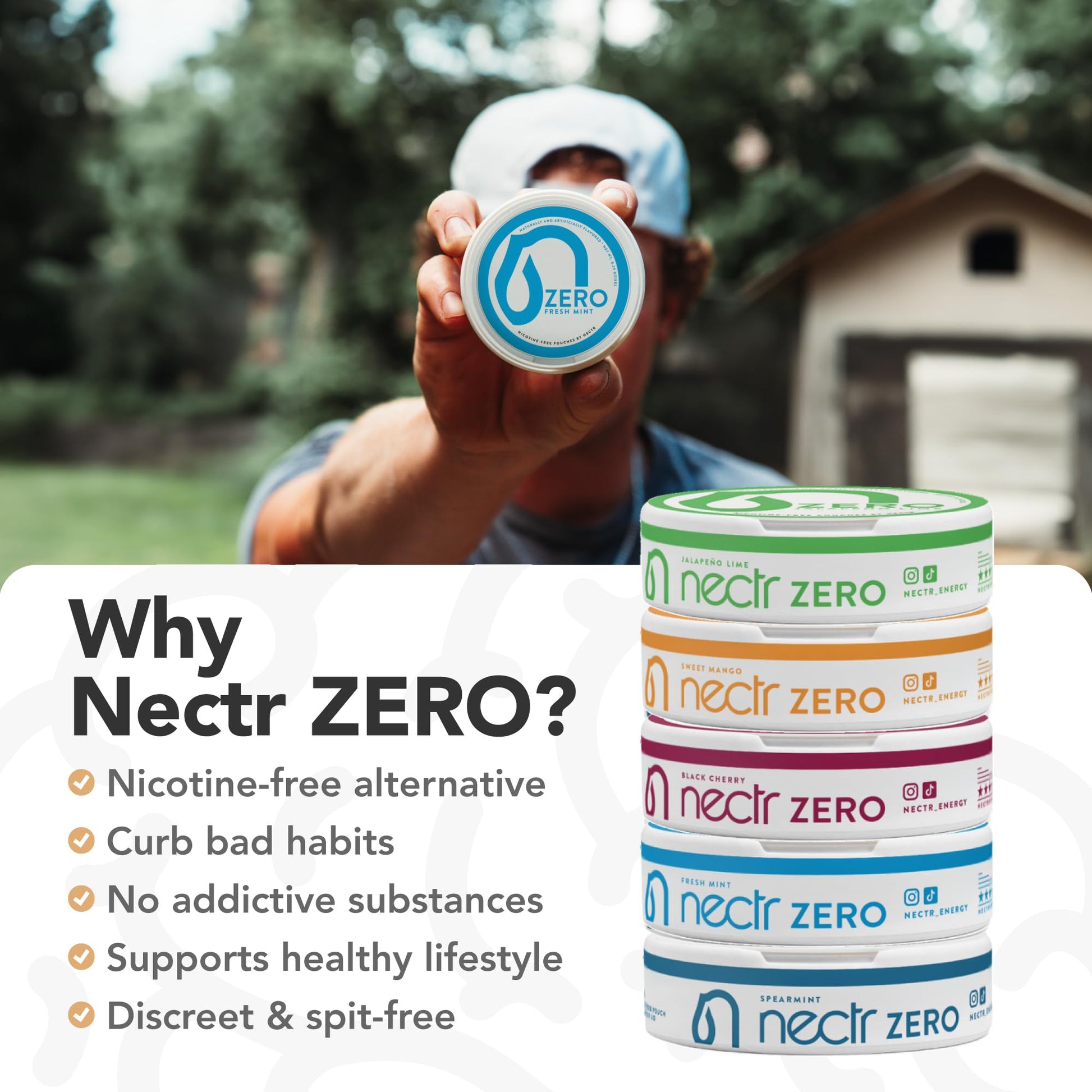 Nectr Energy Zero Pouches - No Caffeine, No Sugar, Zero Calories Mini Pouches for Oral Fixation and Stress Relief - 4 Pucks of 20 - Sweet Mango Flavor Nectr uk supplements