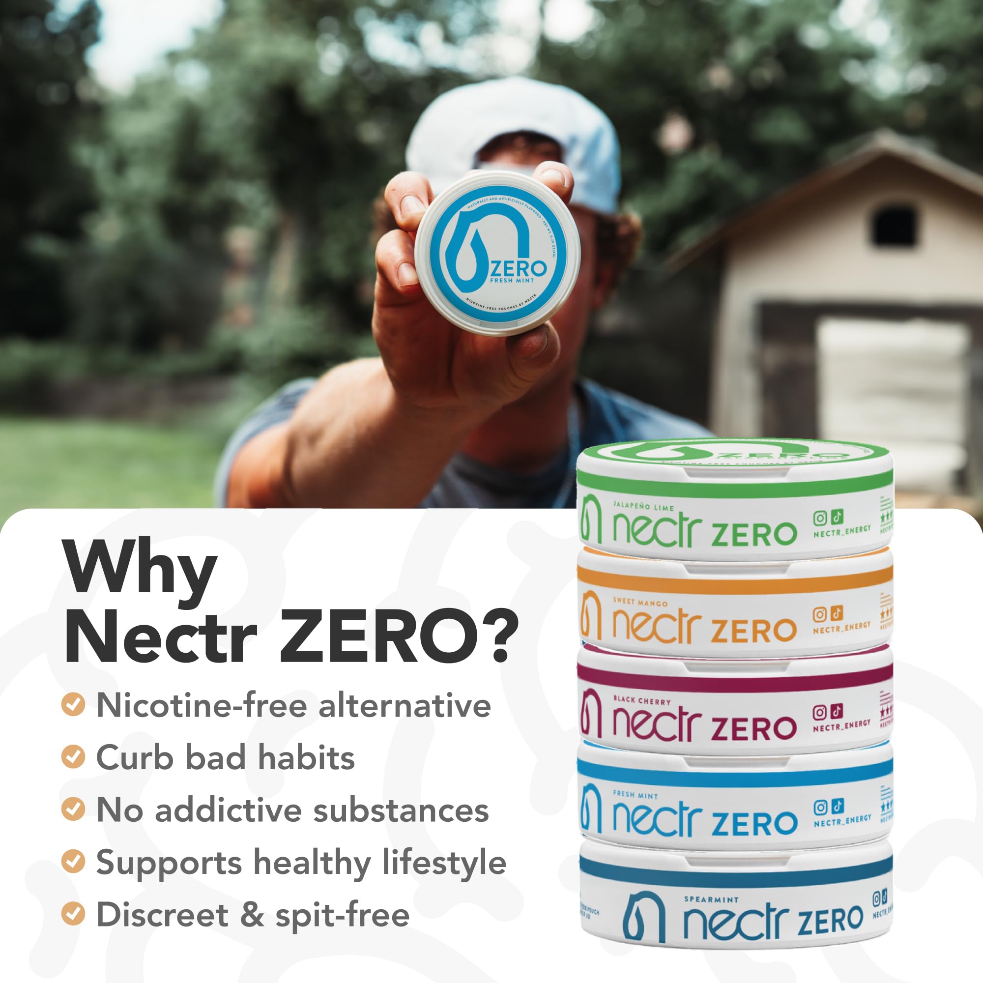 Nectr Energy Zero Pouches - No Caffeine, No Sugar, Zero Calories Mini Pouches for Oral Fixation and Stress Relief - 4 Pucks of 20 - Sweet Mango Flavor Nectr uk supplements