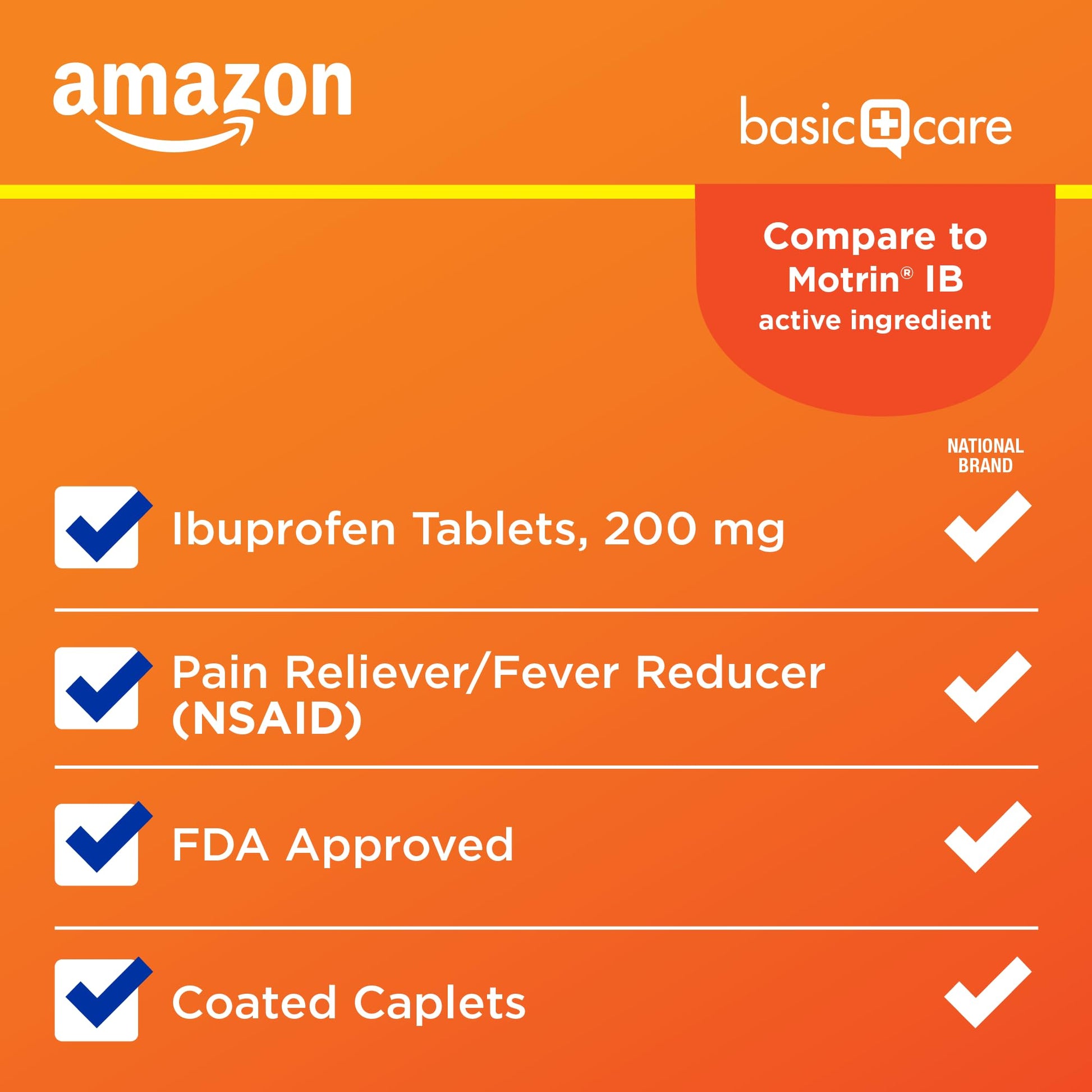 Amazon Basic Care Ibuprofen Tablets, 200 mg, Pain Reliever/Fever Reducer for Headache, Backache, Menstrual Pain and Body Aches, 100 Count Amazon Basic Care uk supplements