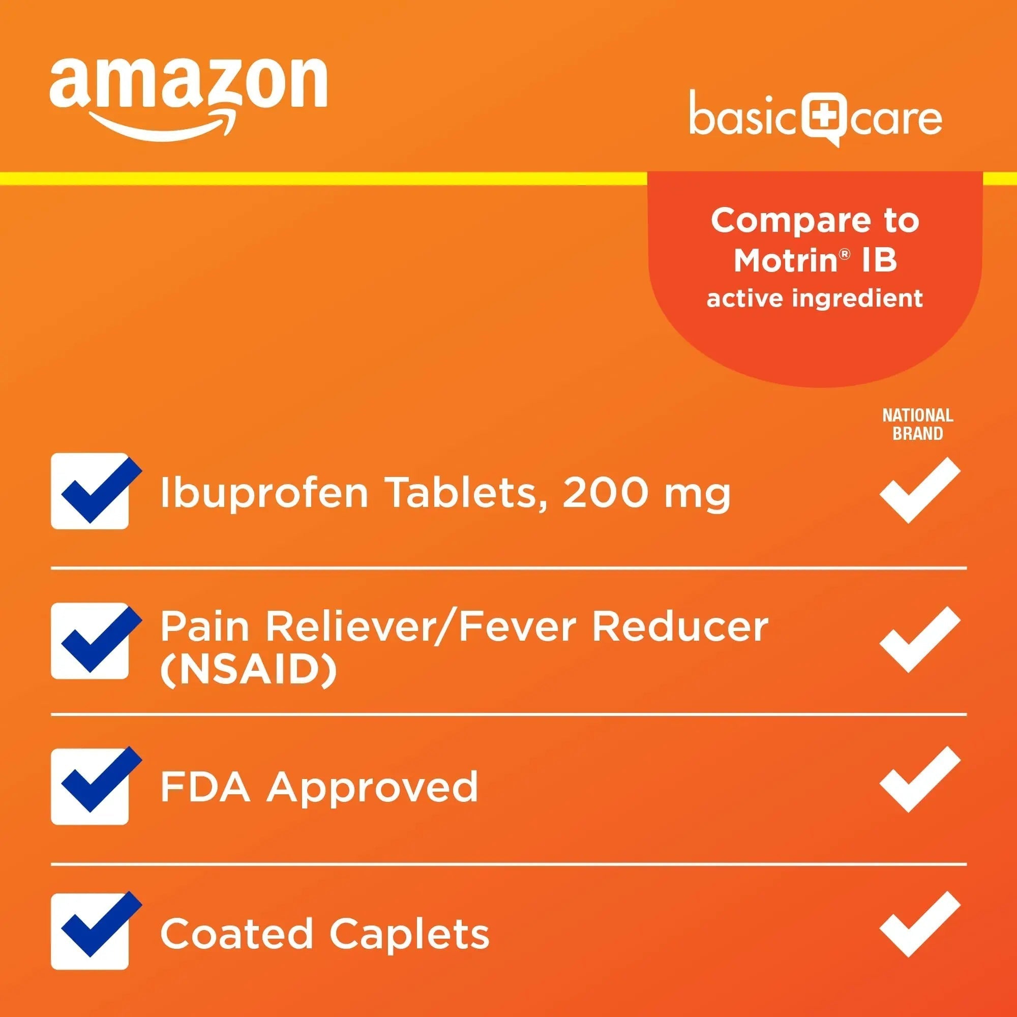 Amazon Basic Care Ibuprofen Tablets, 200 mg, Pain Reliever/Fever Reducer for Headache, Backache, Menstrual Pain and Body Aches, 100 Count Amazon Basic Care uk supplements