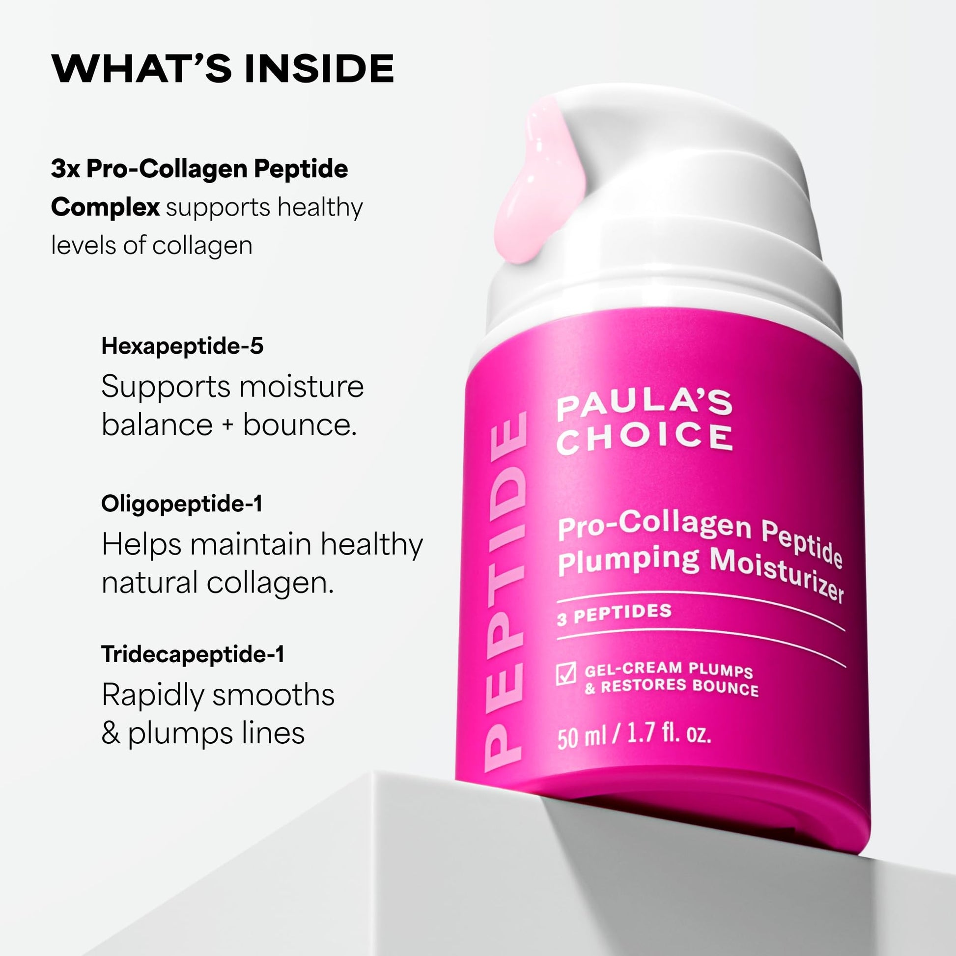 Paula's Choice Pro-Collagen Peptide Plumping Face Moisturizer, Daily Gel Face Cream for Deep Lightweight Hydration, Wrinkles & Loss of Firmness, Fragrance-Free, 1.7 Fl Oz Paula's Choice uk supplements