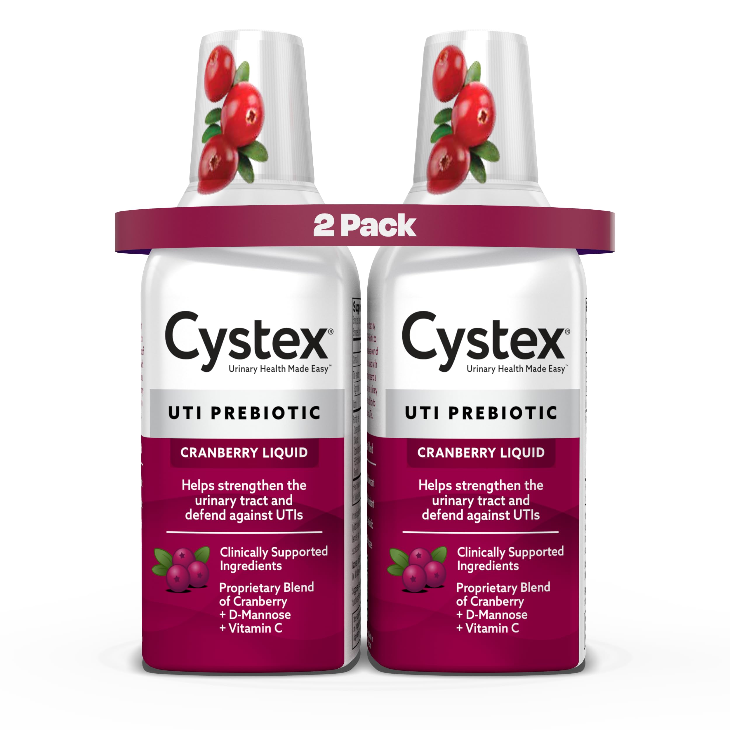 Cystex Urinary Tract Infection Support & Prevention - Cranberry Prebiotic Supplement with D-Mannose & Vitamin C for UTI Protection & Urinary Health Maintenance - 7.6 fl oz (Pack of 2) Cystex uk supplements
