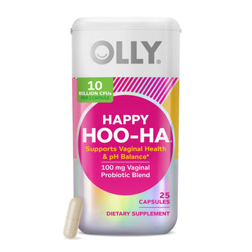 OLLY Happy Hoo-Ha Capsules, Probiotic for Women, Vaginal Health and pH Balance, 10 Billion CFU, Gluten Free - 25 Count OLLY uk supplements