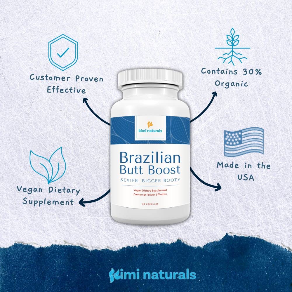 Kimi Naturals Butt Enhancer Pills - Tightening and Butt Lifting Supplements for Bigger Booty and Curvy Hips - Fast Growth Bum Enhancement 60 Capsules KIMI uk supplements