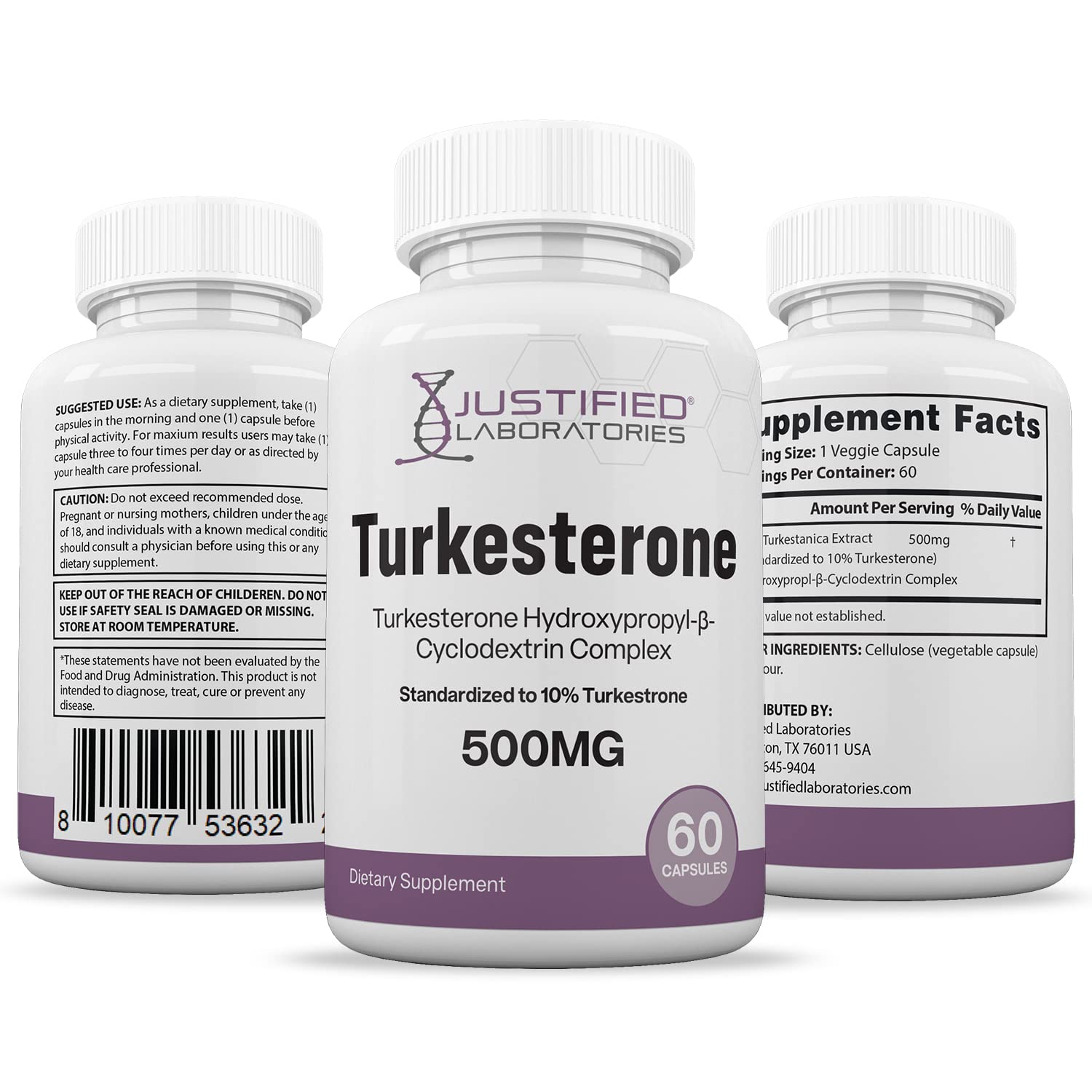 Justified Laboratories (5 Pack Turkesterone 500mg 10% Standardized Naturally Increase Justified Laboratories uk supplements