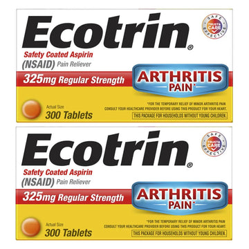 Ecotrin Regular Strength Safety Coated Aspirin | Arthritis Pain | 300 Tablets (2 Pack) Ecotrin uk supplements
