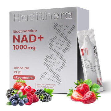 Haditheran NAD Supplement 1000mg Synergistic Blend with Nicotinamide Riboside, PQQ & Resveratrol - Premium Anti-Aging Supplement for Cellular Energy, Mental Clarity and Longevity (30 Packets) Haditheran uk supplements