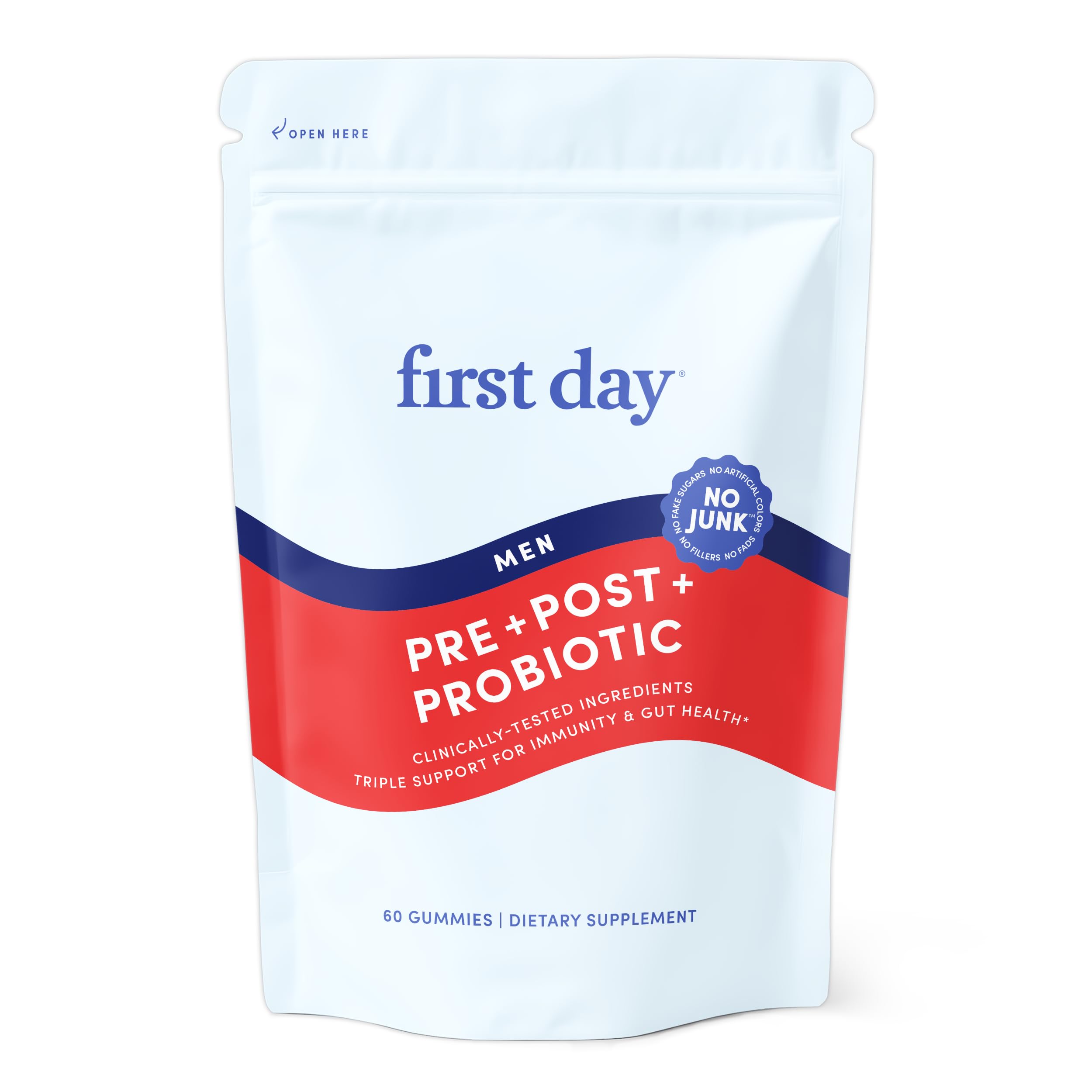 FIRST DAY 3 in 1 Probiotics for Men - Prebiotic, Probiotic & Postbiotic Supplement – Mens Probiotic for Digestive Health, Oral Health, Immune Function, Energy, Gut Health for Men – 30-Day Supply FIRST DAY uk supplements