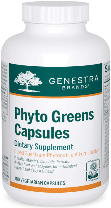 Genestra Brands Phyto Greens Capsules | Vitamins, Dietary Fiber and Enzymes for Optimum Nutrition | 180 Capsules Genestra Brands uk supplements