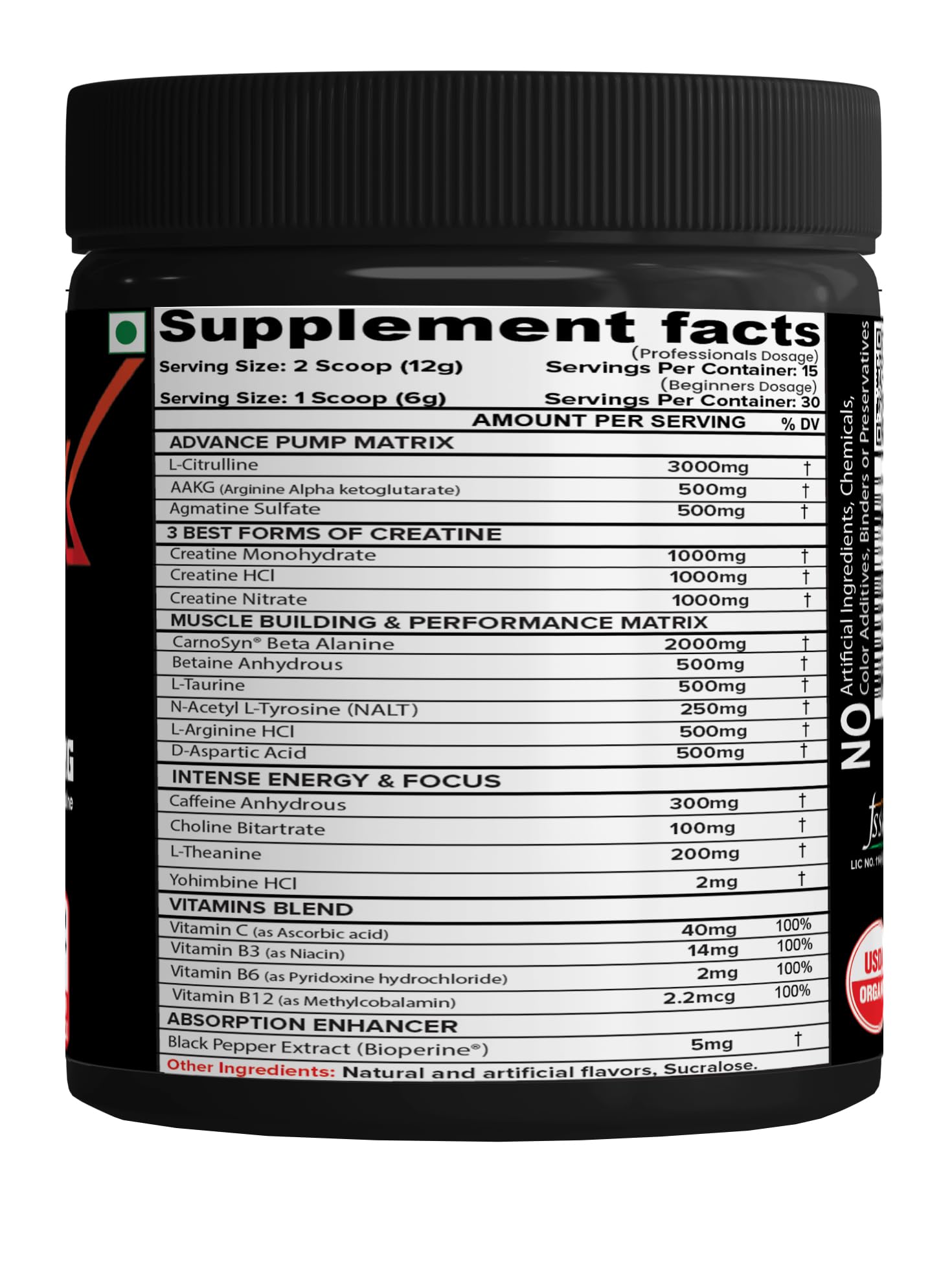 NutriJa Weapon-X Pre-Workout Powder with 21 Active Ingredients - 3 Best Forms of Creatine NutriJa uk supplements
