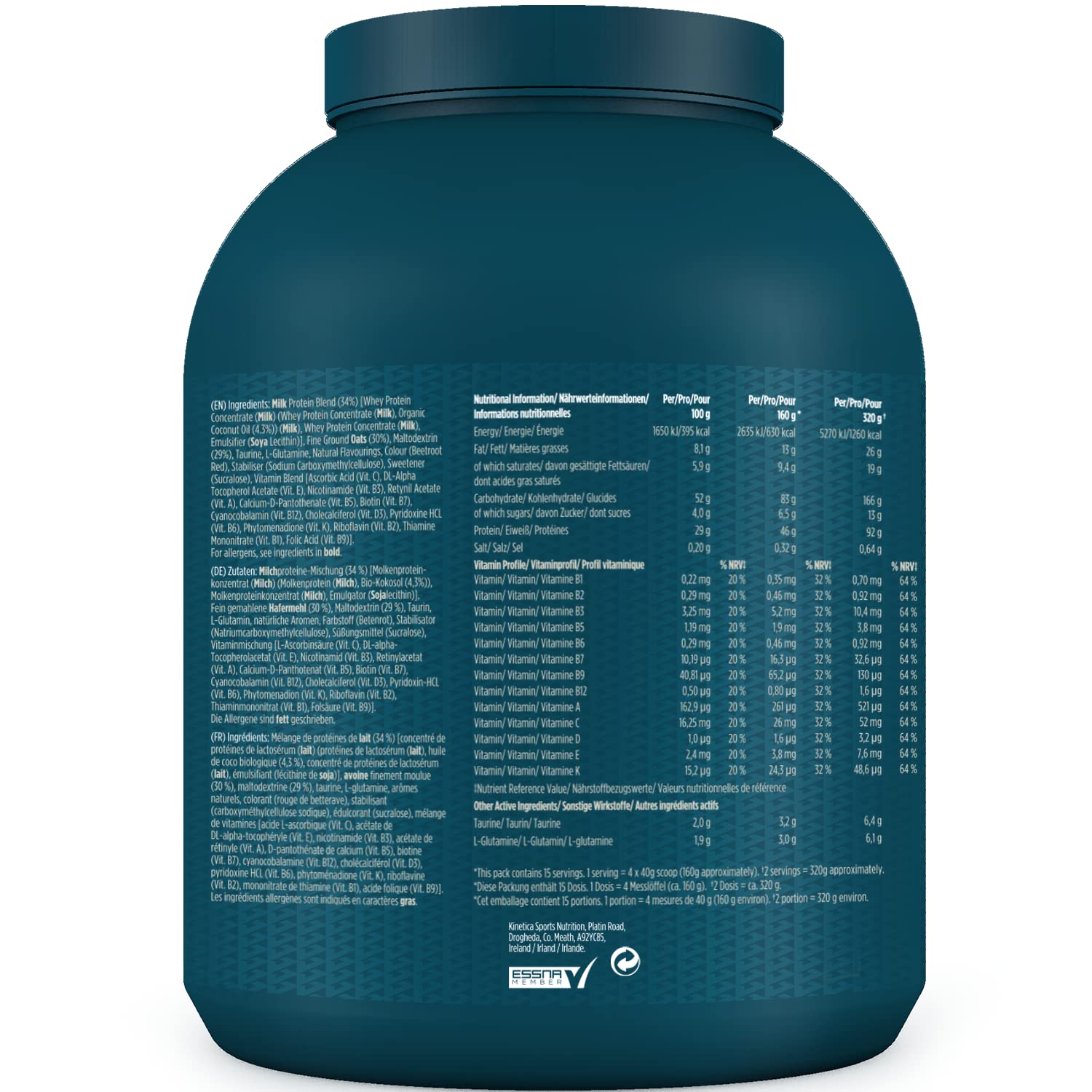 Kinetica OatGain Weight Gainer 600+ Calories & 47g Protein per Serving, 2.4 kg Kinetica uk supplements
