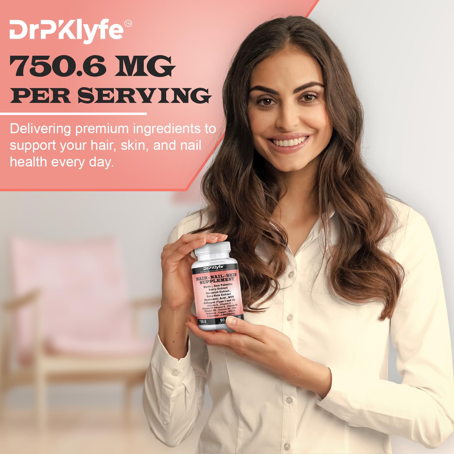 DrPKLyfe Hair, Nail and Skin Supplement Capsules:Biotin, Collagen, Collagen Peptides, Acid Hyaluronic, Biotin, Vitamin A, C, B5, B6 Saw Palmetto & More - 90 Capsules. DrPKLyfe uk supplements