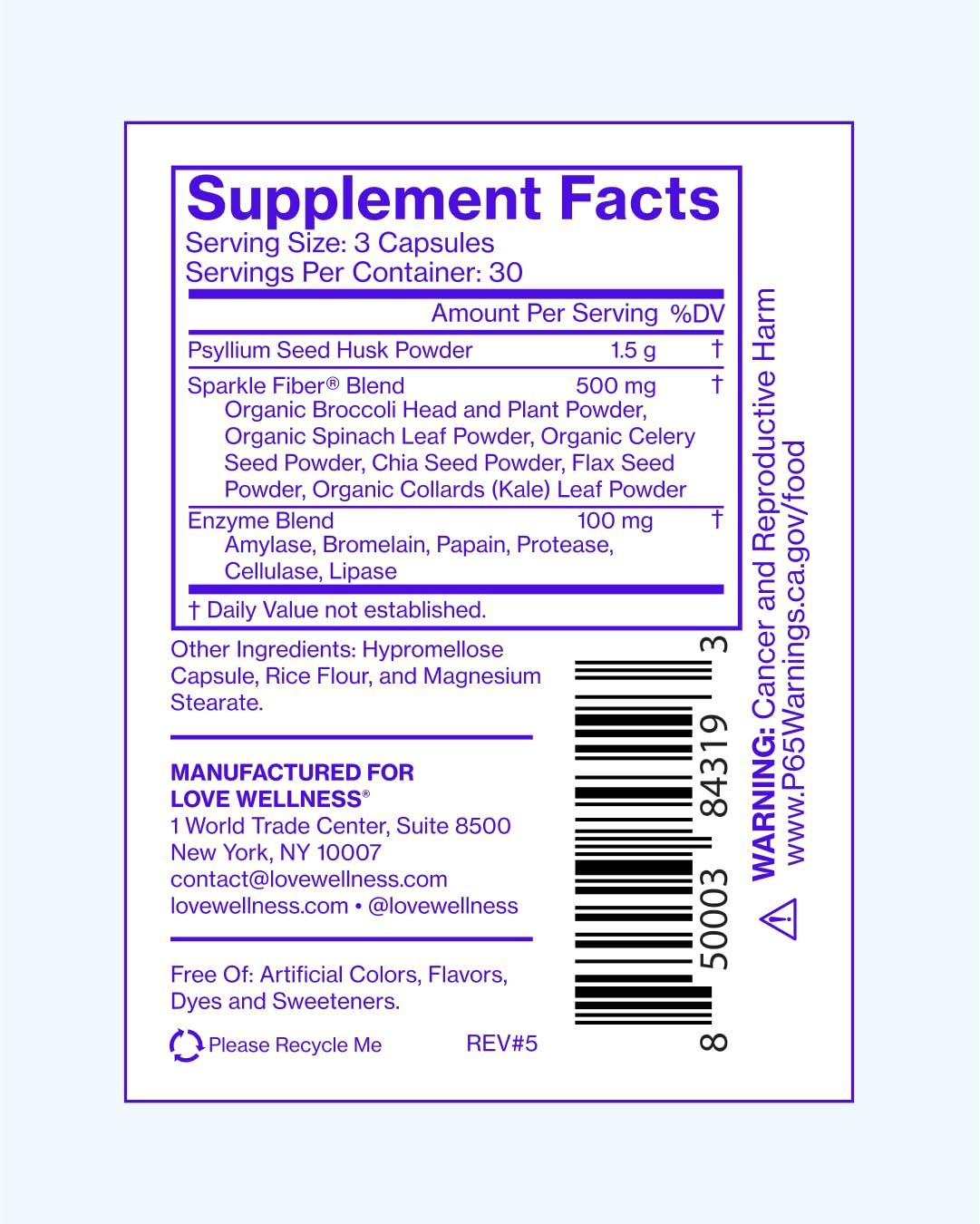 Love Wellness Sparkle Fiber | Fiber Supplement with Digestive Enzymes | Greens Superfood Powder & Psyllium Husk Powder | Promotes Gut Health for Women | Regularity & Bloating Relief | 90 Count Love Wellness uk supplements