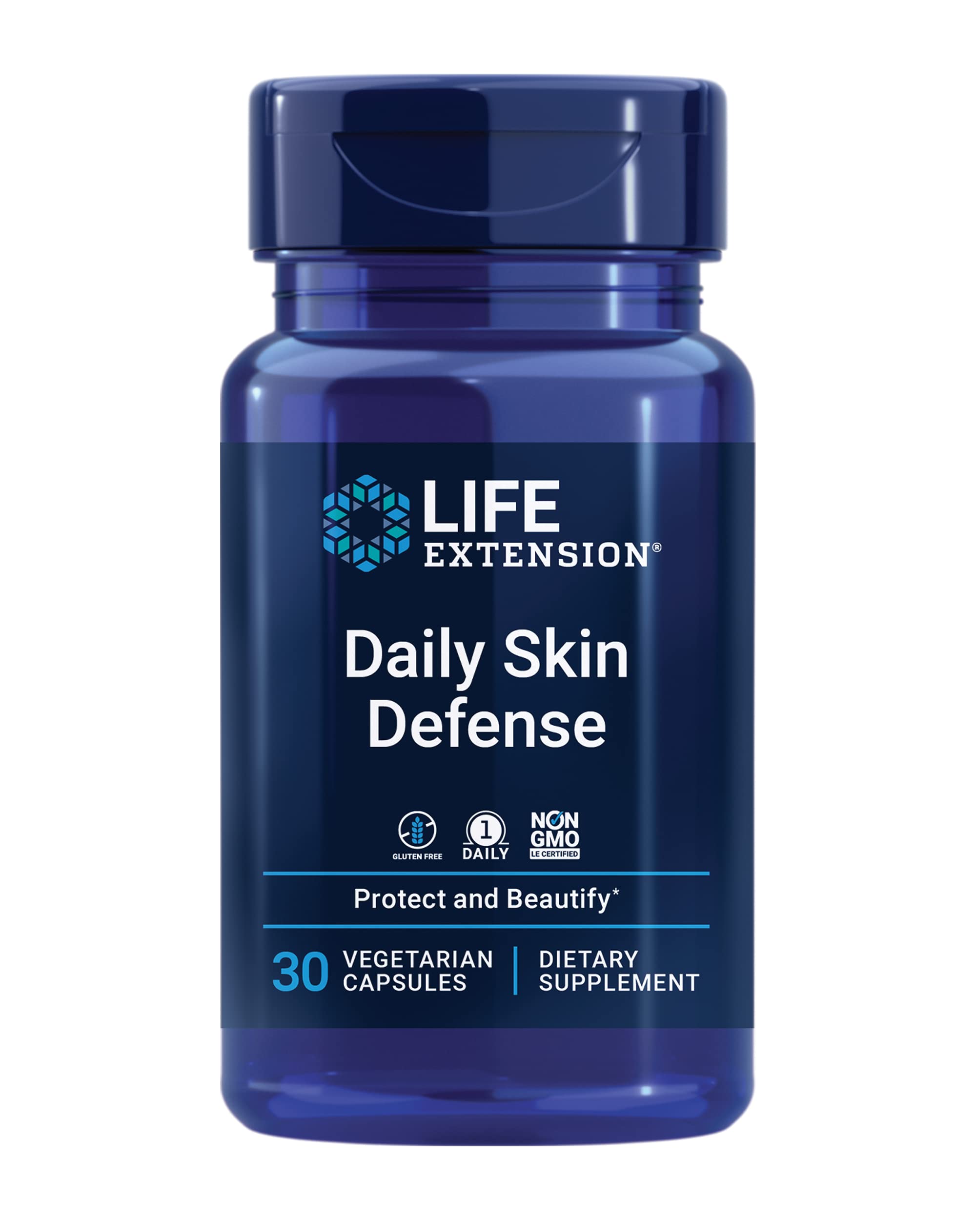 Life Extension Daily Skin Defense, Vitamin C, ceramides, Rosemary, Lemon Verbena, Helps Fight oxidative Stress & The Appearance of Wrinkles, Gluten-Free, Once-Daily, Non-GMO, Vegetarian, 30 Capsules Life Extension uk supplements