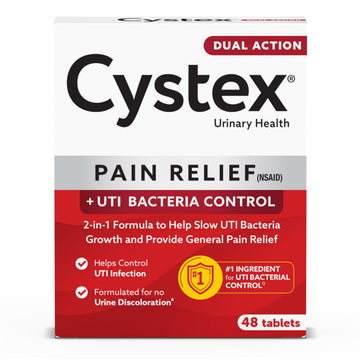 Cystex Dual-Action UTI Pain Relief & Prevention Tablets - 2-in-1 Formula Relieves Burning, Urgency, & Discomfort While Slowing Bacterial Growth - Non-Staining, Fast-Acting - 48-Count Cystex uk supplements
