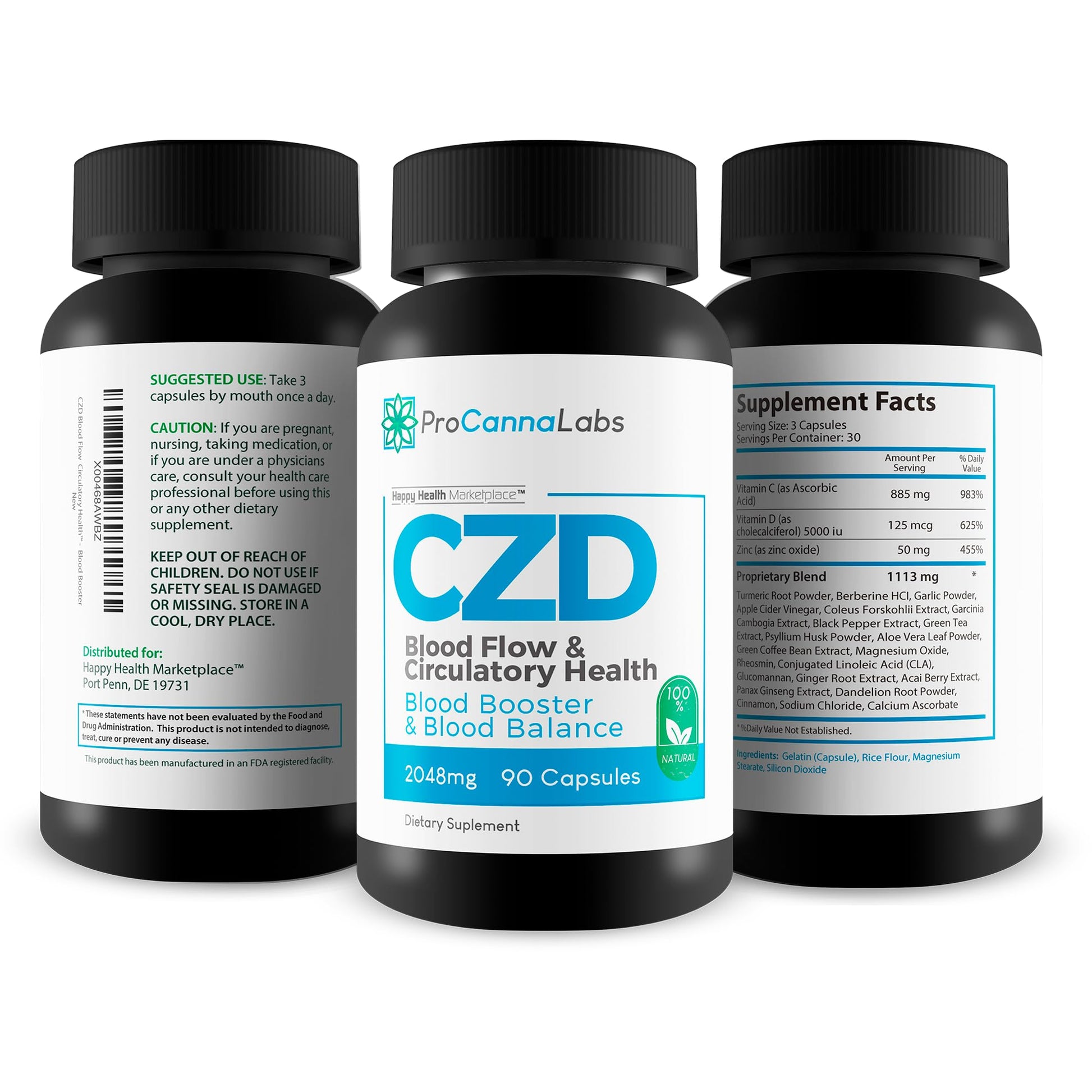 CDZ Supplement Vitamin C D and Zinc Plus Herbs - Our Best Vitamin C D Zinc Blood Booster for Blood Balance & Blood Flow - C Z D Blood Flow & Circulatory Health - Pro Canna Labs Gummies Capsules Happy Health Marketplace uk supplements