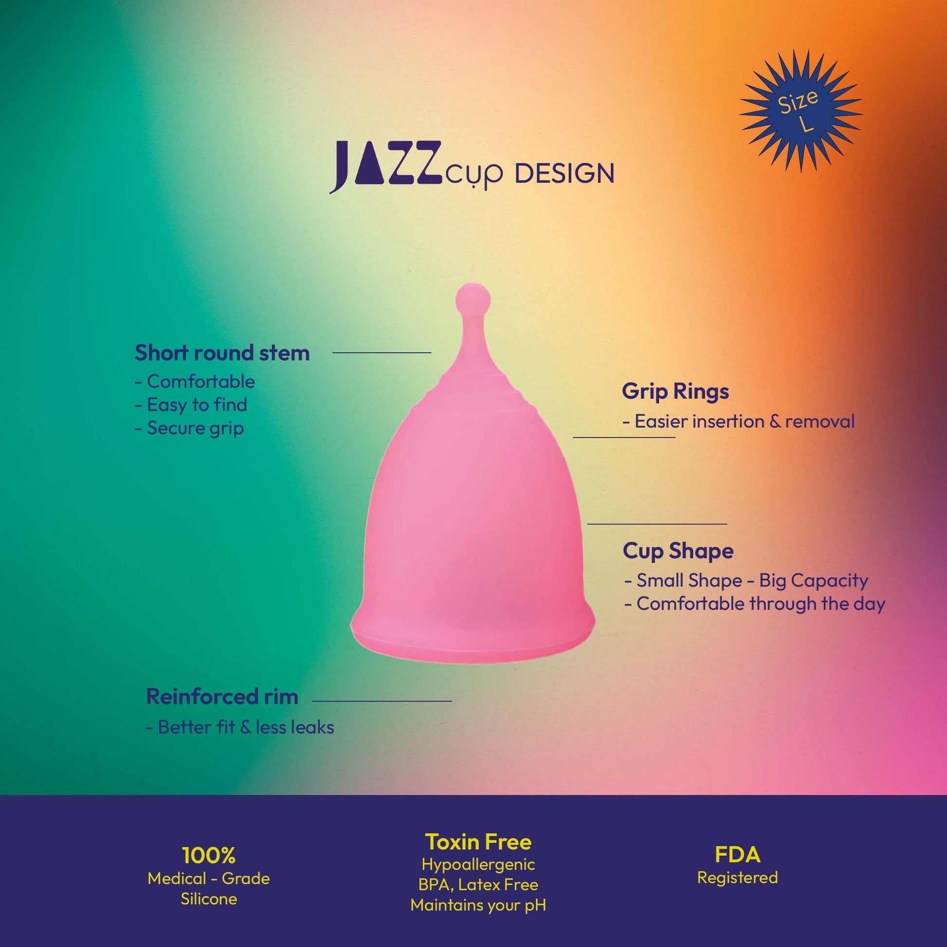 JAZZ Cup Soft Menstrual Cups – with Travel-Cotton Pouch – Reusable, 12-Hour Protection, 100% Medical JAZZ cup uk supplements
